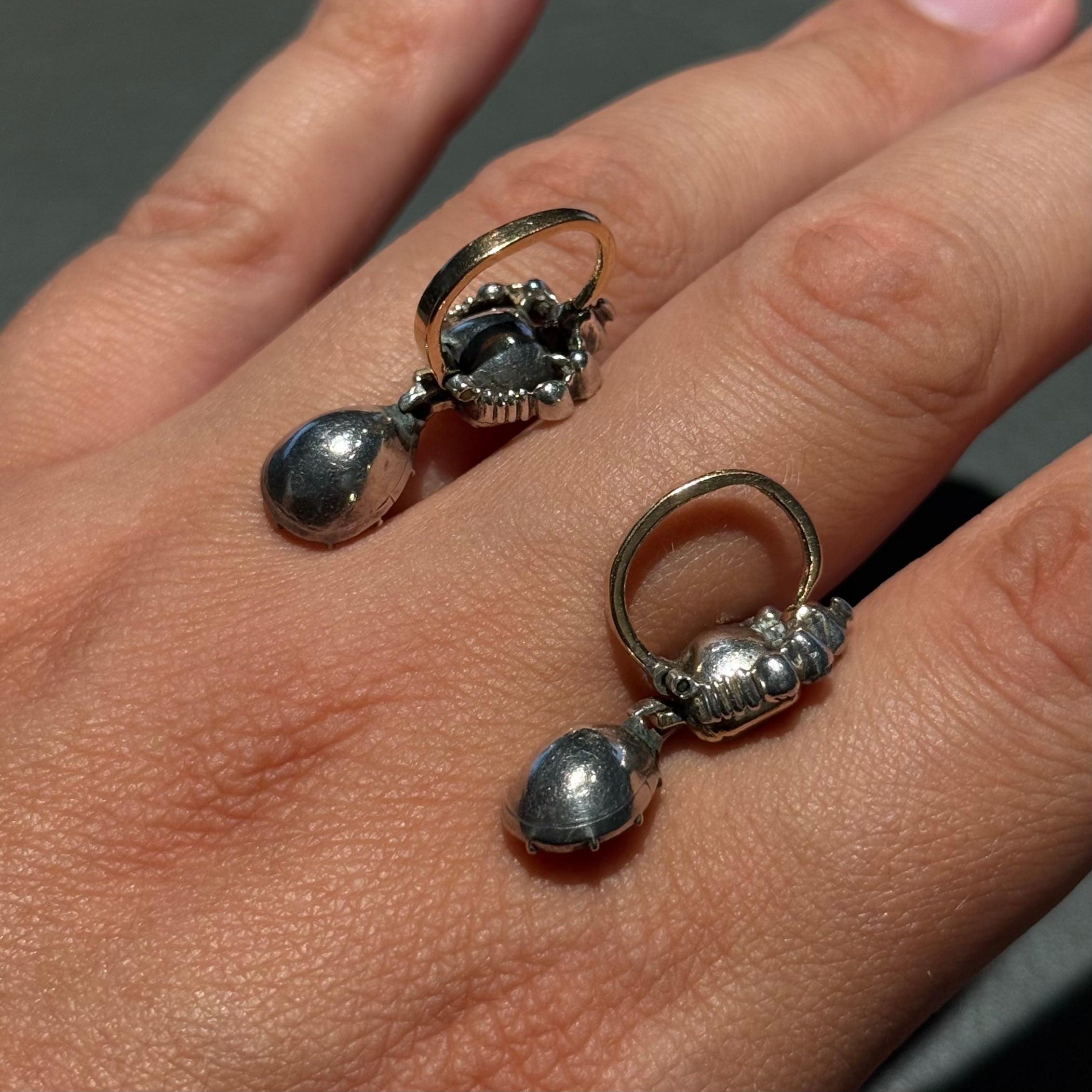 Boucles d'oreilles anciennes 18/19ème siècle Géorgienne Diamant Topaze Citrine Portugaise en vente 2