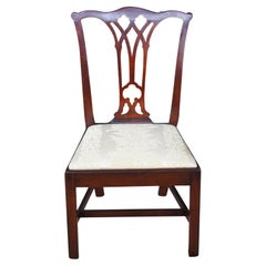 Silla auxiliar de comedor antigua de caoba Chippendale Pennsylvania americana del s. XVIII