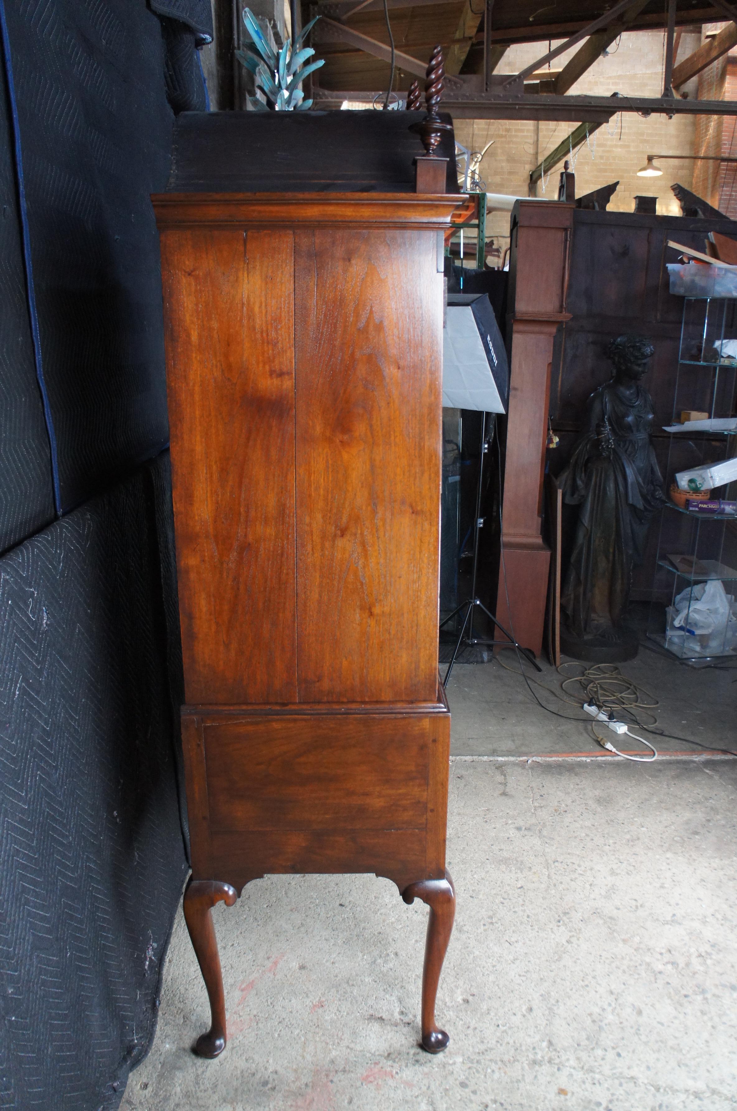 Antique 18th C. American Queen Anne Cherry Bonnet Top Highboy Chest Dresser 85