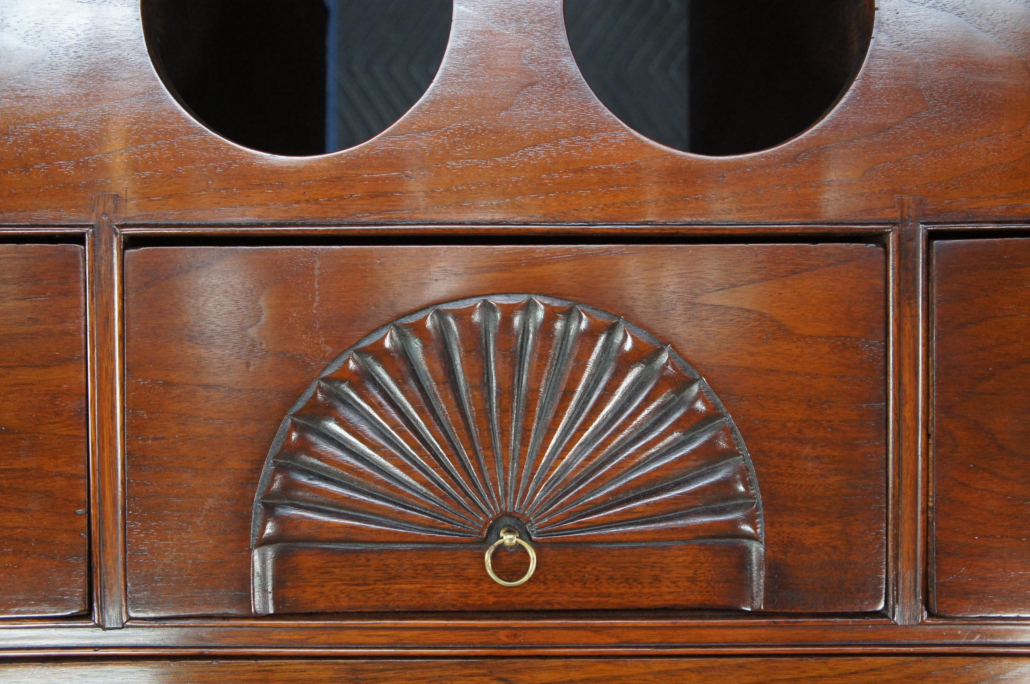 Antique 18th C. American Queen Anne Cherry Bonnet Top Highboy Chest Dresser 85