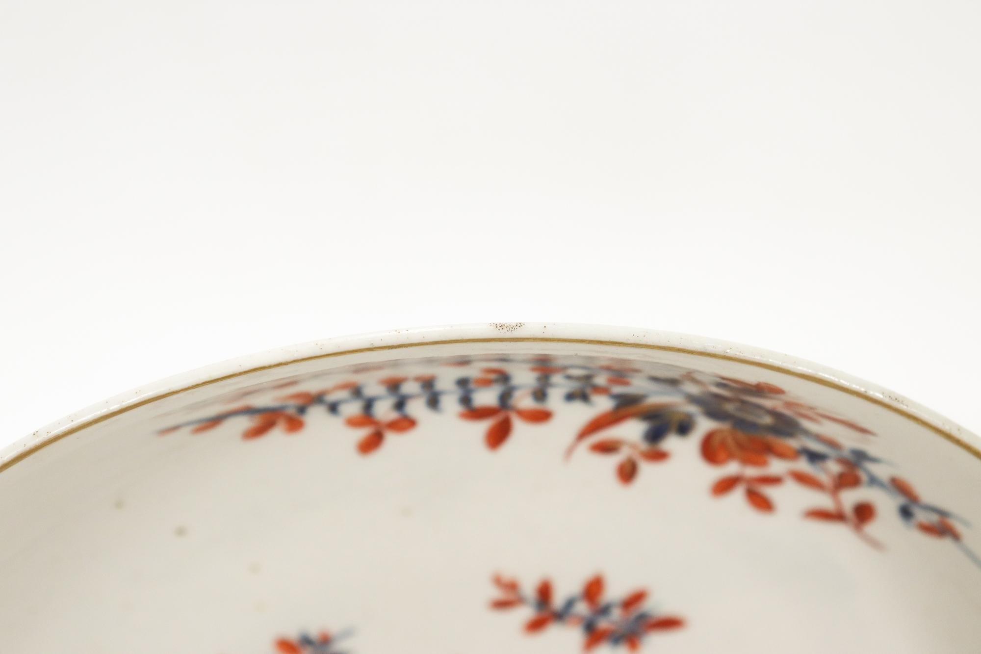 Antique 18th C Chantilly French Porcelain Bowl in a Clobbered Blue Sprig Pattern For Sale 2