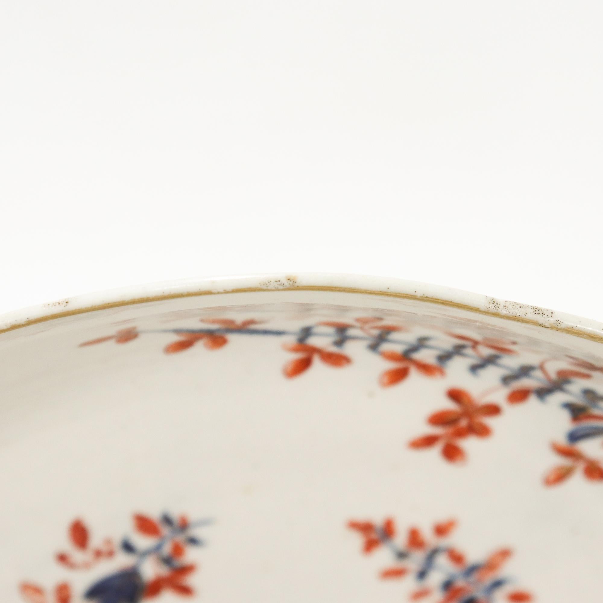 Antique 18th C Chantilly French Porcelain Bowl in a Clobbered Blue Sprig Pattern For Sale 4