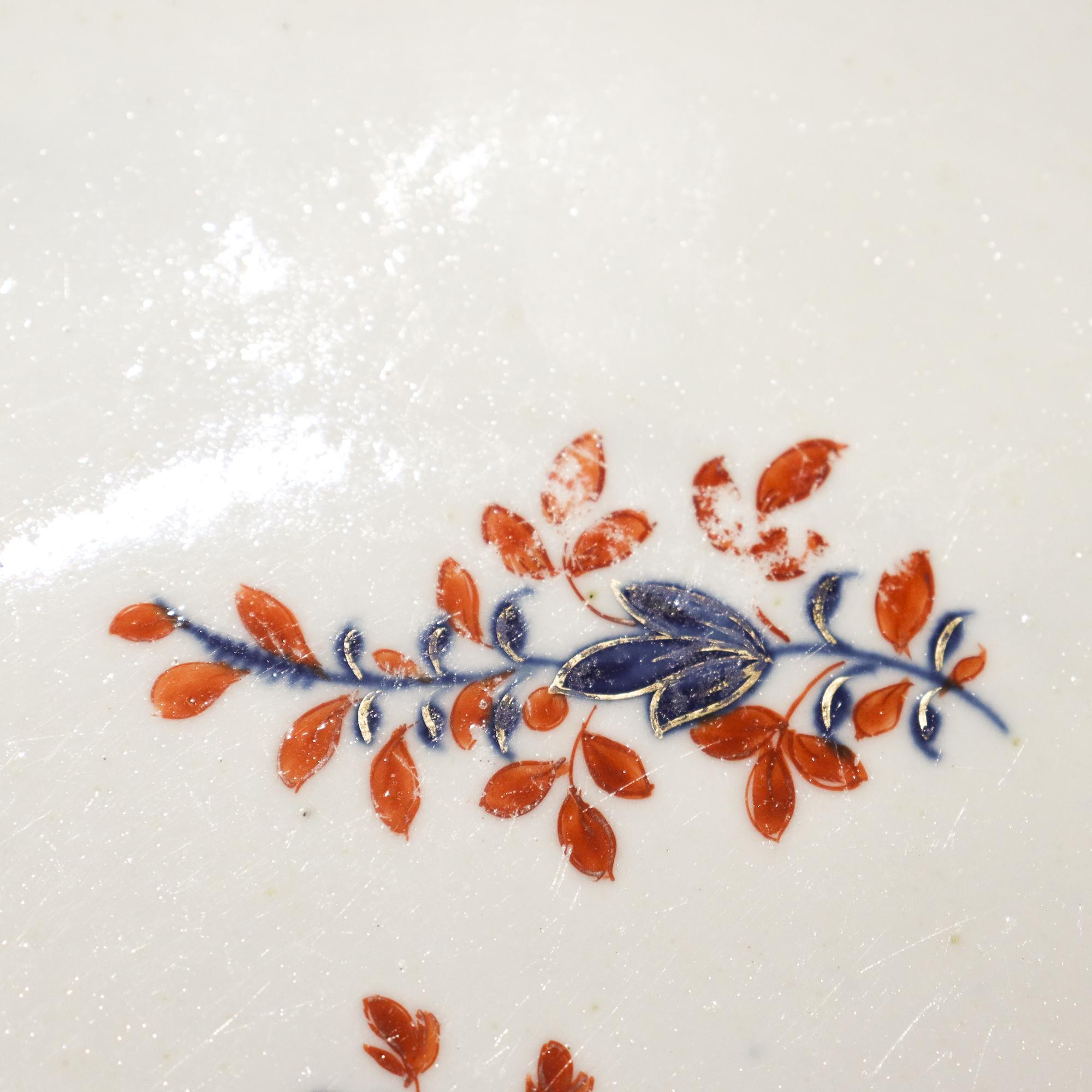 Antique 18th C Chantilly French Porcelain Bowl in a Clobbered Blue Sprig Pattern For Sale 6