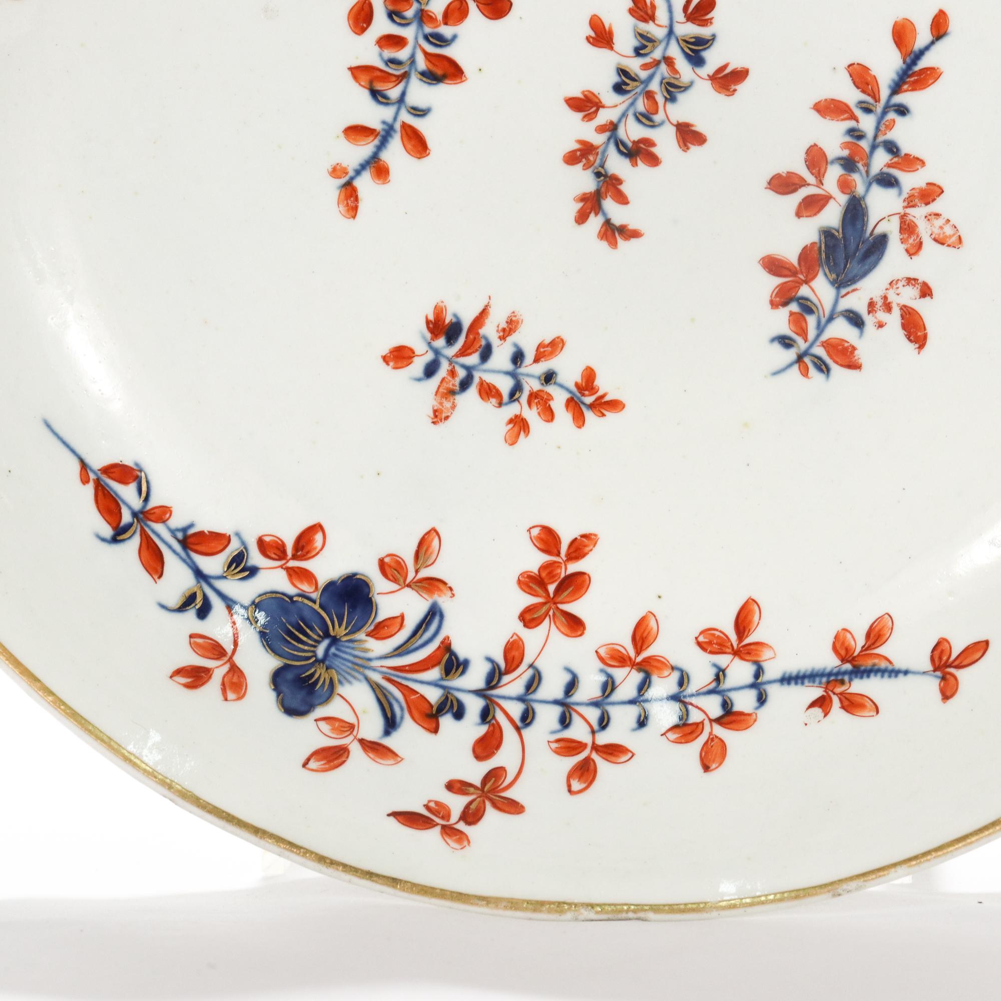 Antique 18th C Chantilly French Porcelain Bowl in a Clobbered Blue Sprig Pattern In Good Condition For Sale In Philadelphia, PA