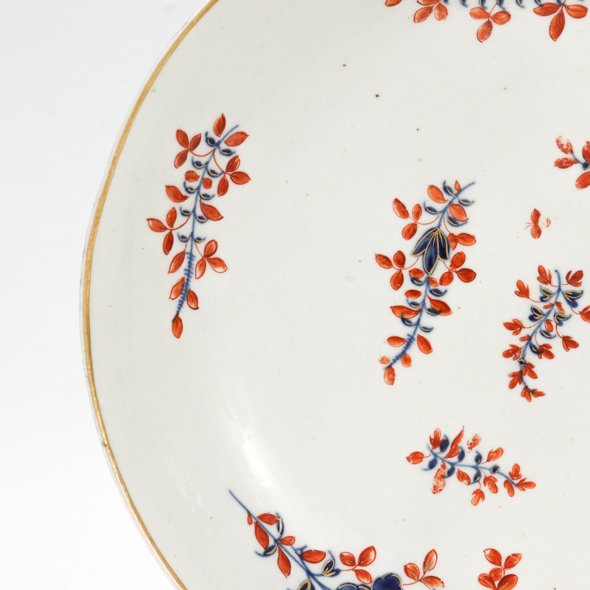 18th Century and Earlier Antique 18th C Chantilly French Porcelain Bowl in a Clobbered Blue Sprig Pattern For Sale