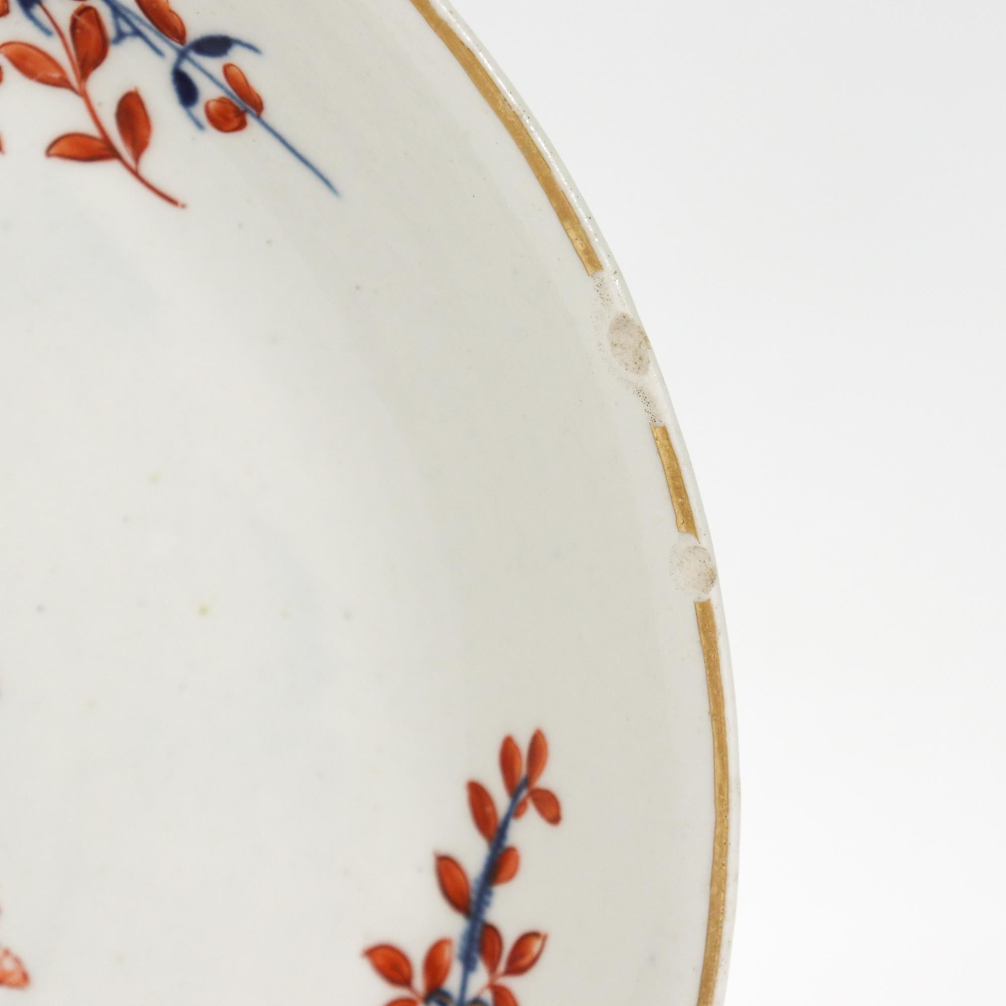 Antique 18th C Chantilly French Porcelain Bowl in a Clobbered Blue Sprig Pattern For Sale 1