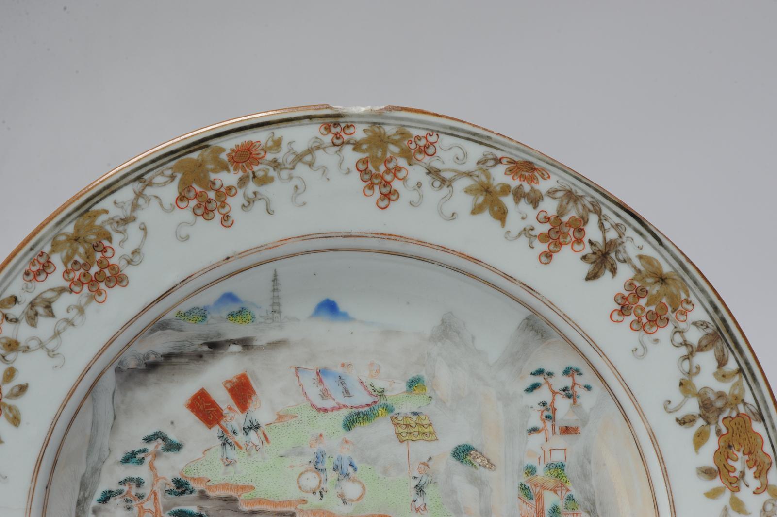 Antique 18th C Chinese Porcelain Fencai Dish China Famille Rose Qianlong Period 9