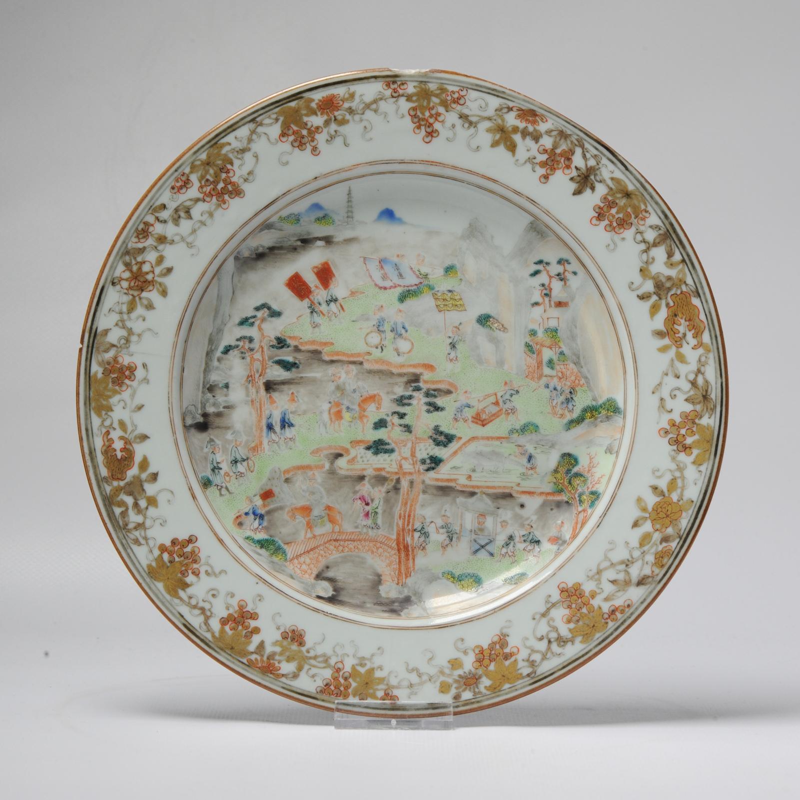 Qing Antique 18th C Chinese Porcelain Fencai Dish China Famille Rose Qianlong Period