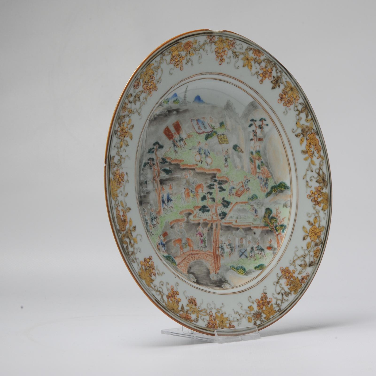 18th Century and Earlier Antique 18th C Chinese Porcelain Fencai Dish China Famille Rose Qianlong Period