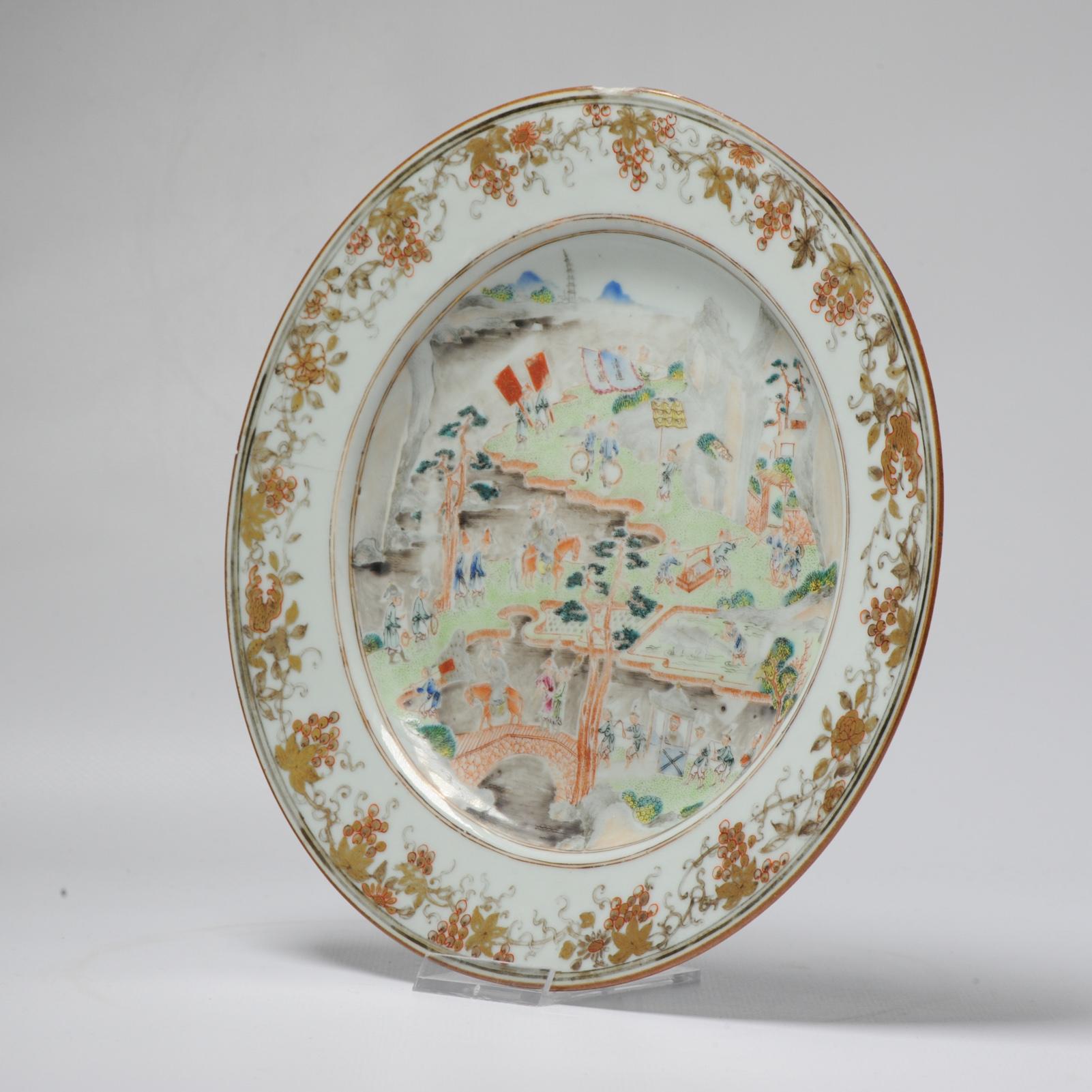 Antique 18th C Chinese Porcelain Fencai Dish China Famille Rose Qianlong Period 1