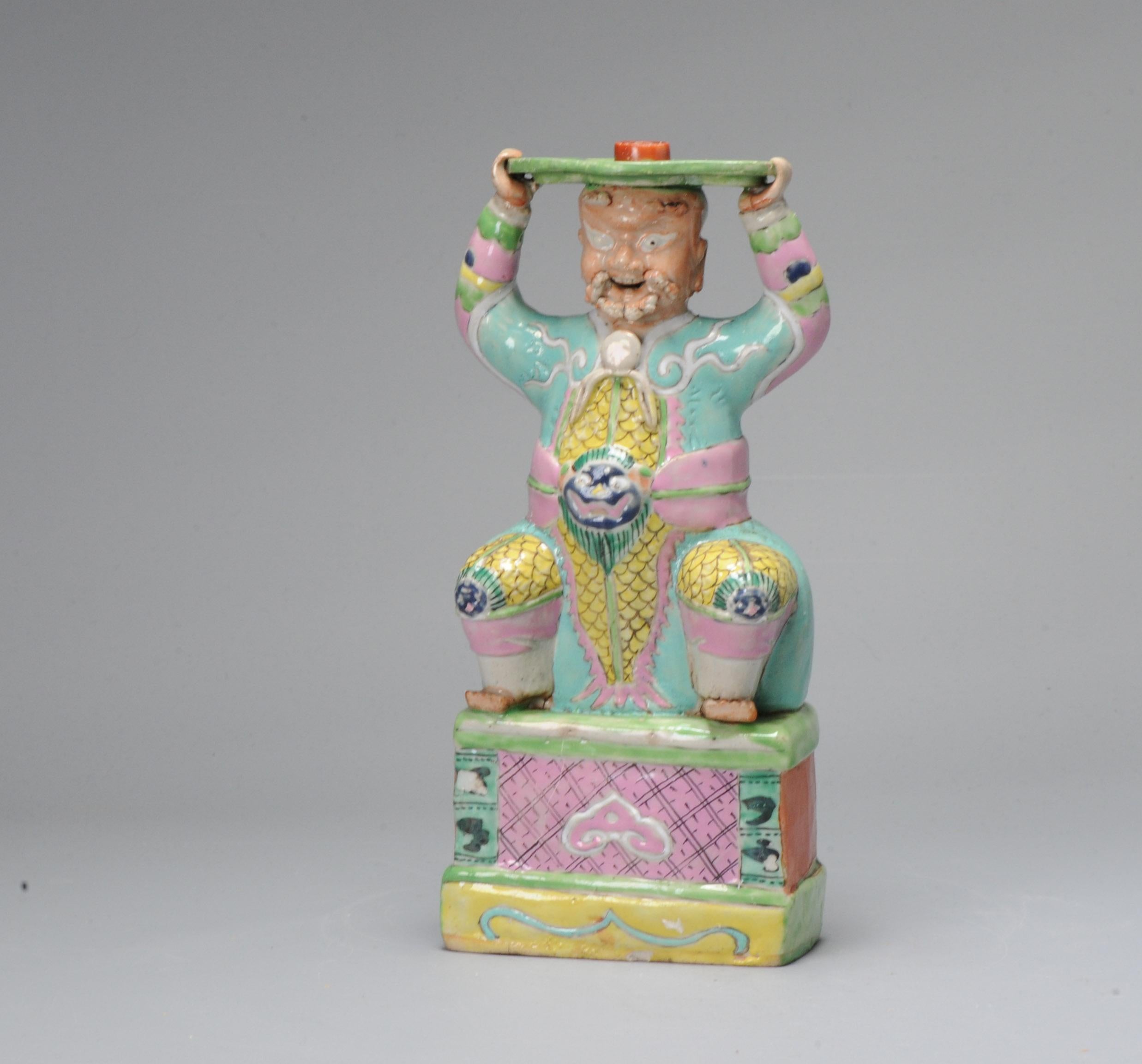 Antique 18th C Chinese Statue Porcelain Figure Chinese Candle Holder For Sale 5