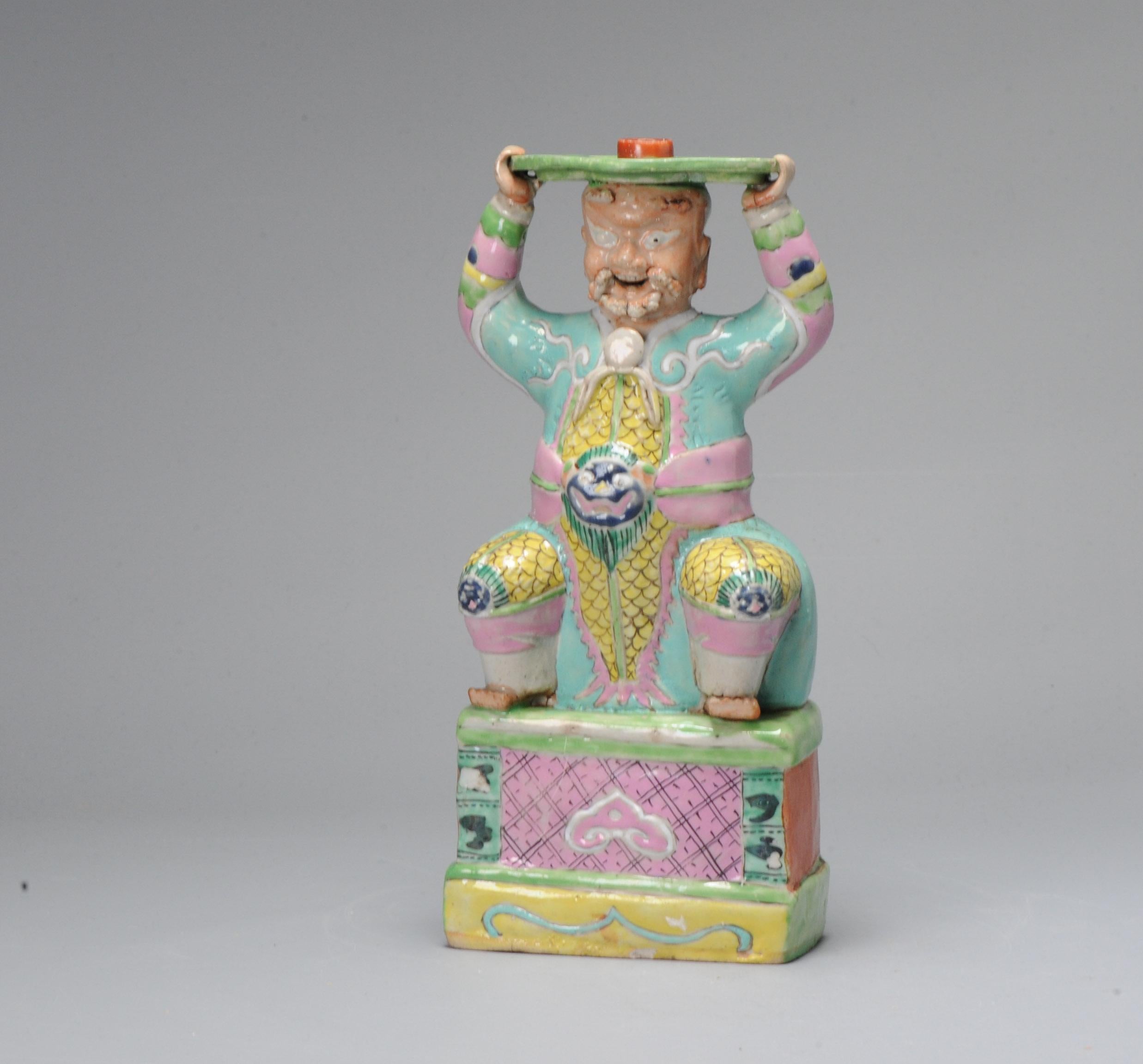 Antique 18th C Chinese Statue Porcelain Figure Chinese Candle Holder For Sale 6