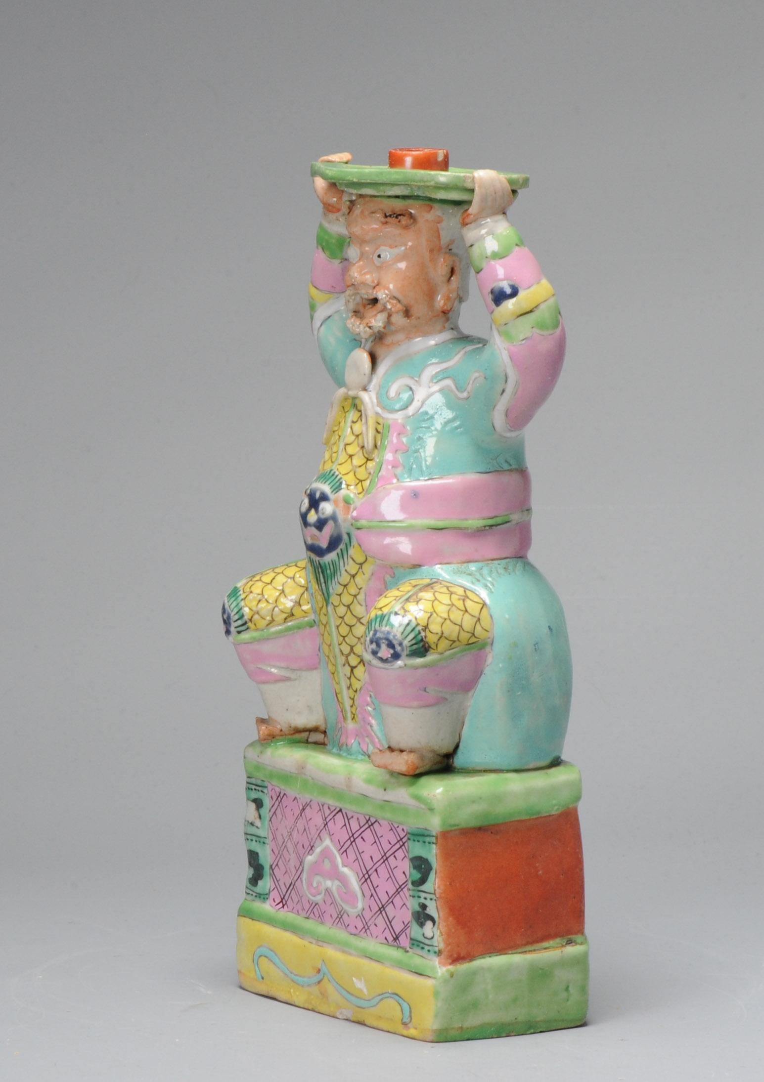Antique 18th C Chinese Statue Porcelain Figure Chinese Candle Holder For Sale 7