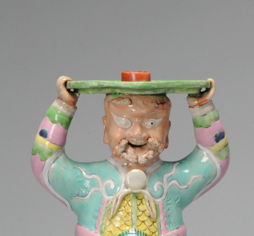 Antique 18th C Chinese Statue Porcelain Figure Chinese Candle Holder For Sale 13