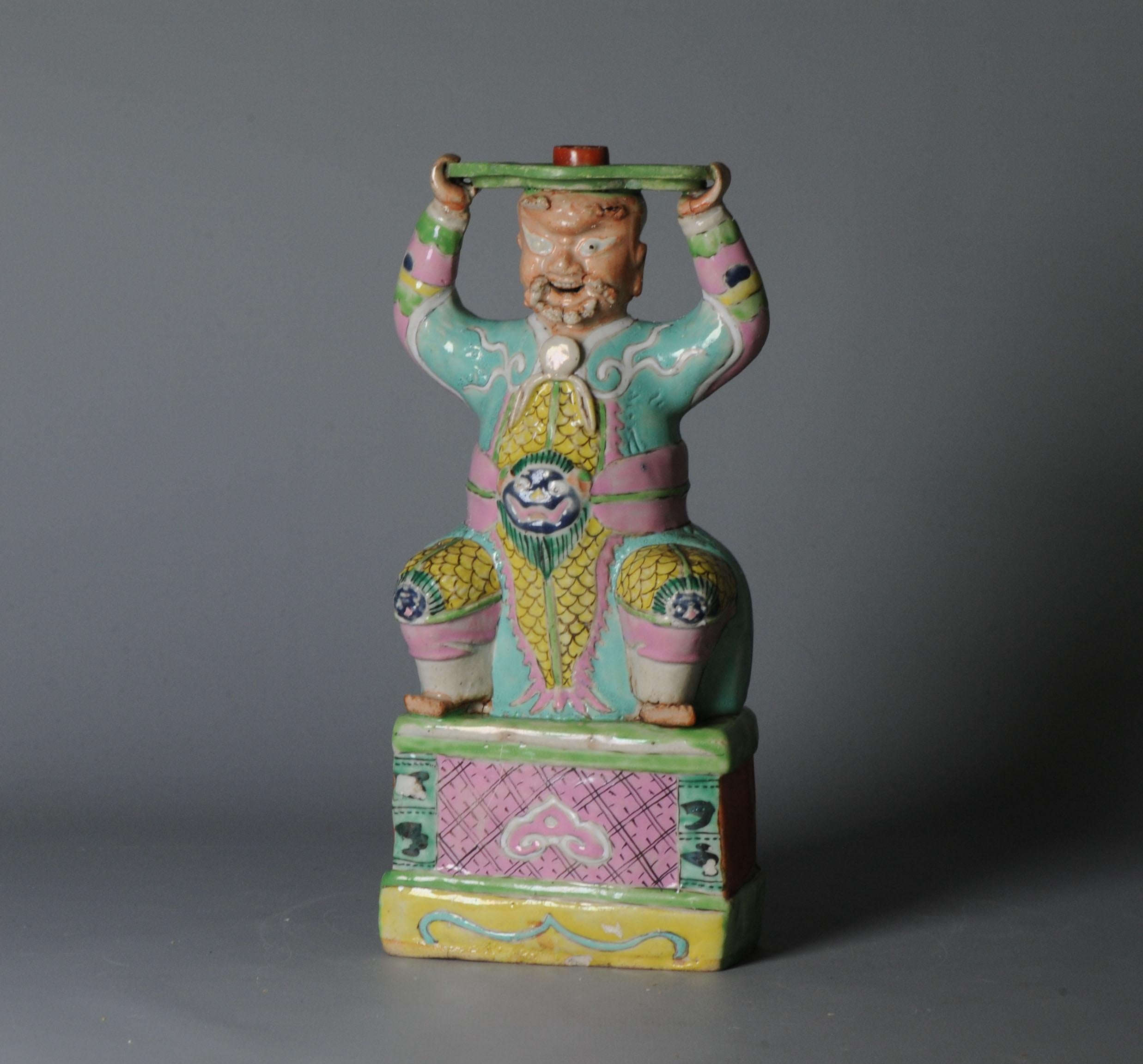 Qing Antique 18th C Chinese Statue Porcelain Figure Chinese Candle Holder For Sale