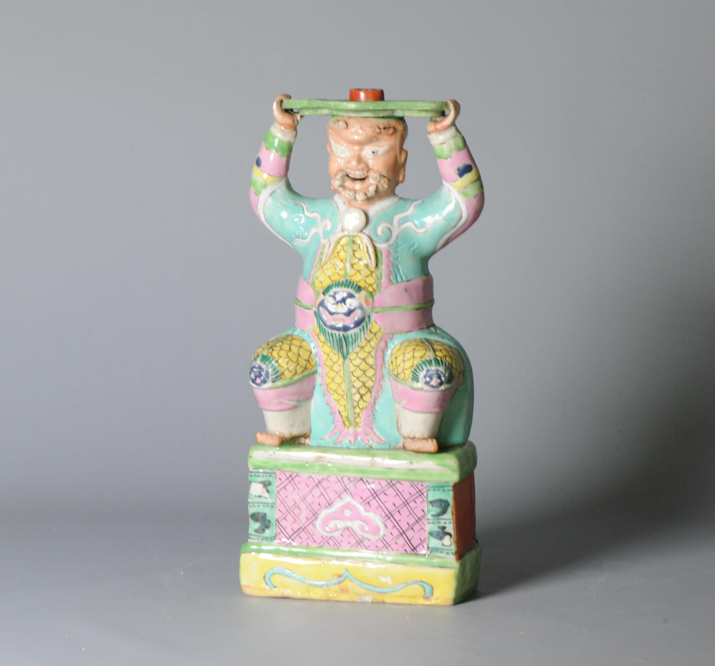 Antique 18th C Chinese Statue Porcelain Figure Chinese Candle Holder For Sale 1