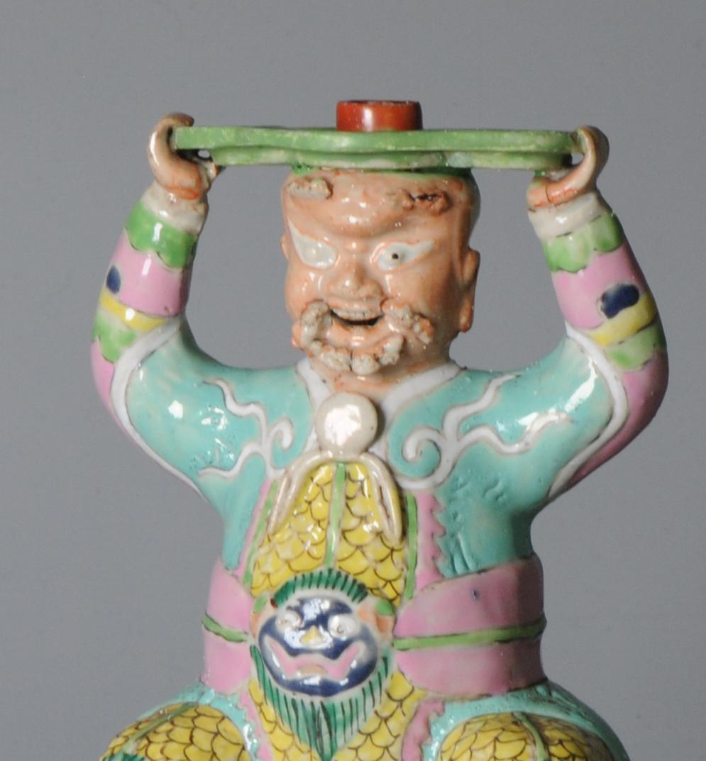 Antique 18th C Chinese Statue Porcelain Figure Chinese Candle Holder For Sale 3