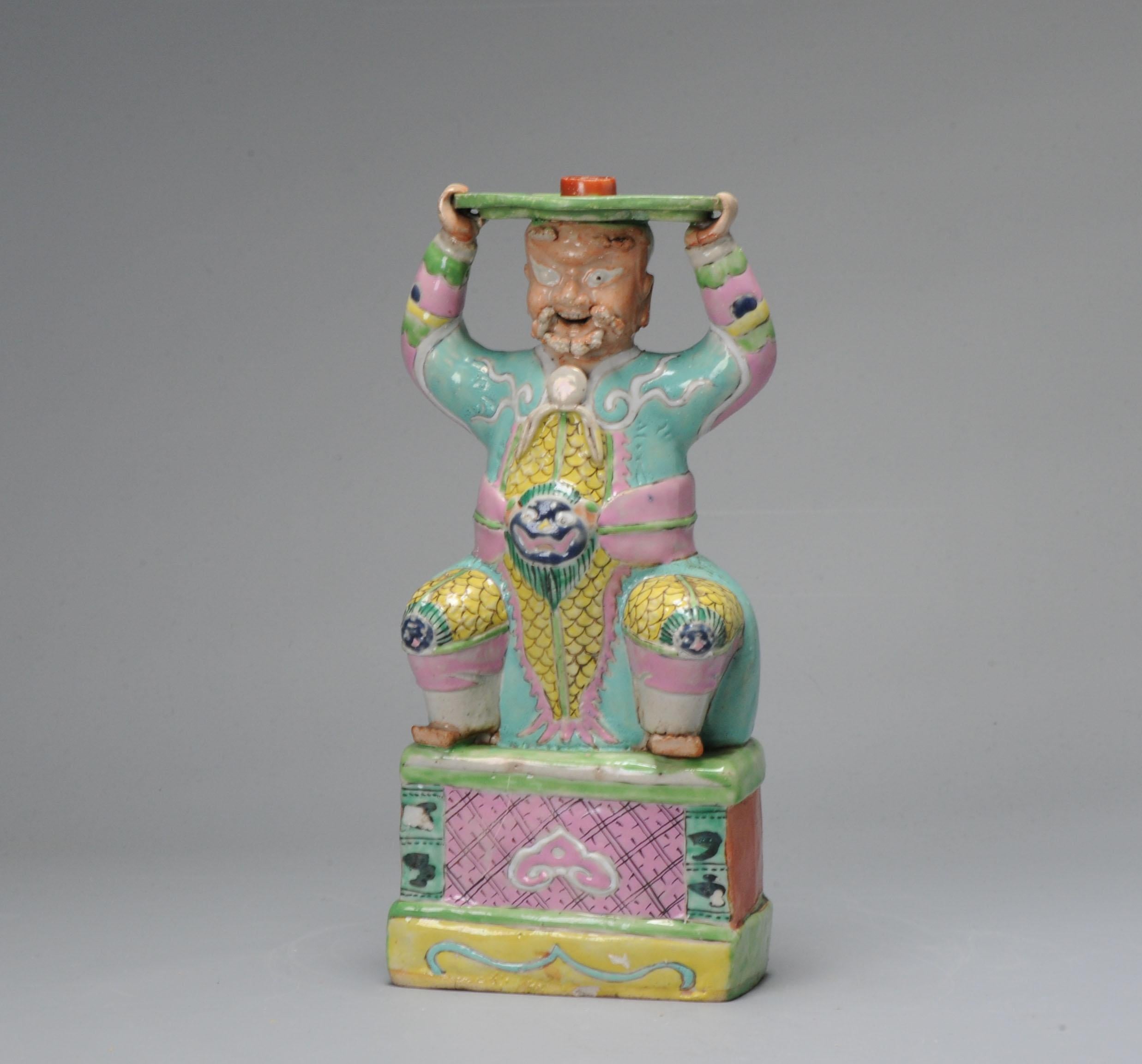 Antique 18th C Chinese Statue Porcelain Figure Chinese Candle Holder For Sale 4