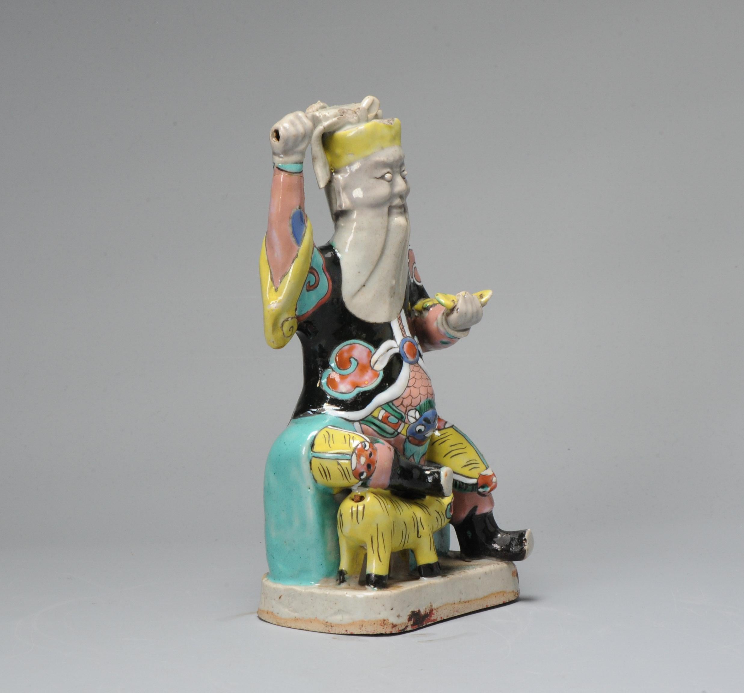 Antique 18th C Chinese Statue Porcelain Figure Chinese Military God of Wealth 5