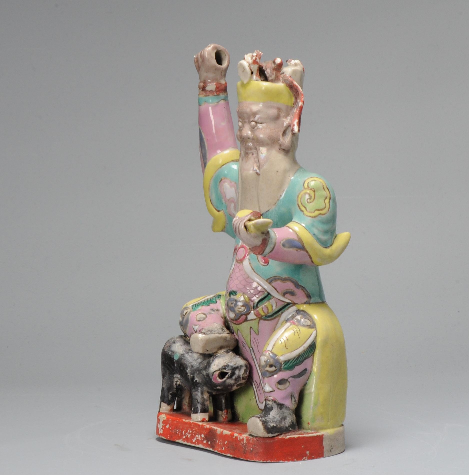 Antique 18th C Chinese Statue Porcelain Figure Chinese Military God of Wealth 6
