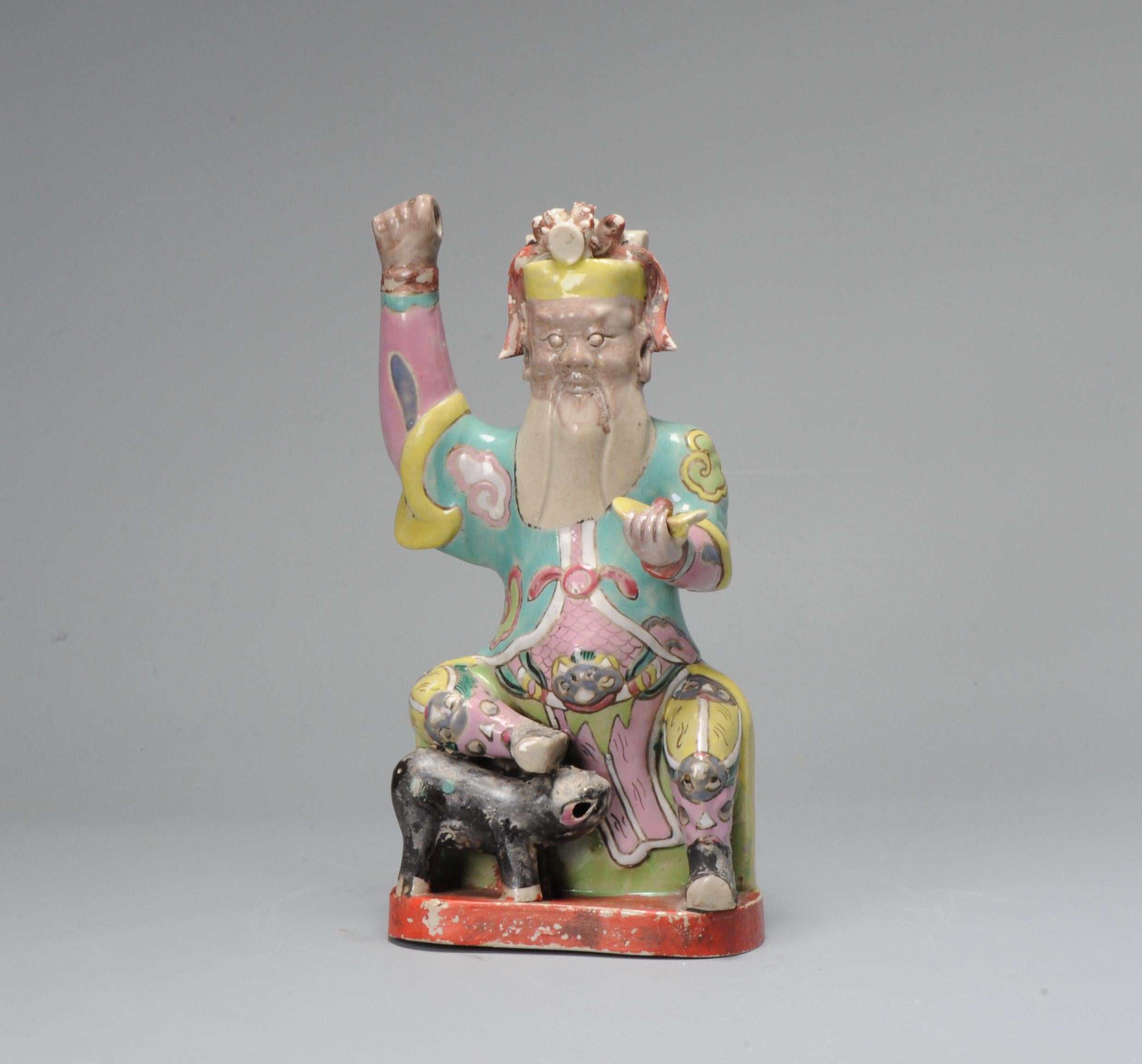 Antique 18th C Chinese Statue Porcelain Figure Chinese Military God of Wealth 9