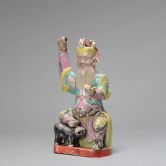 Antique 18th C Chinese Statue Porcelain Figure Chinese Military God of Wealth