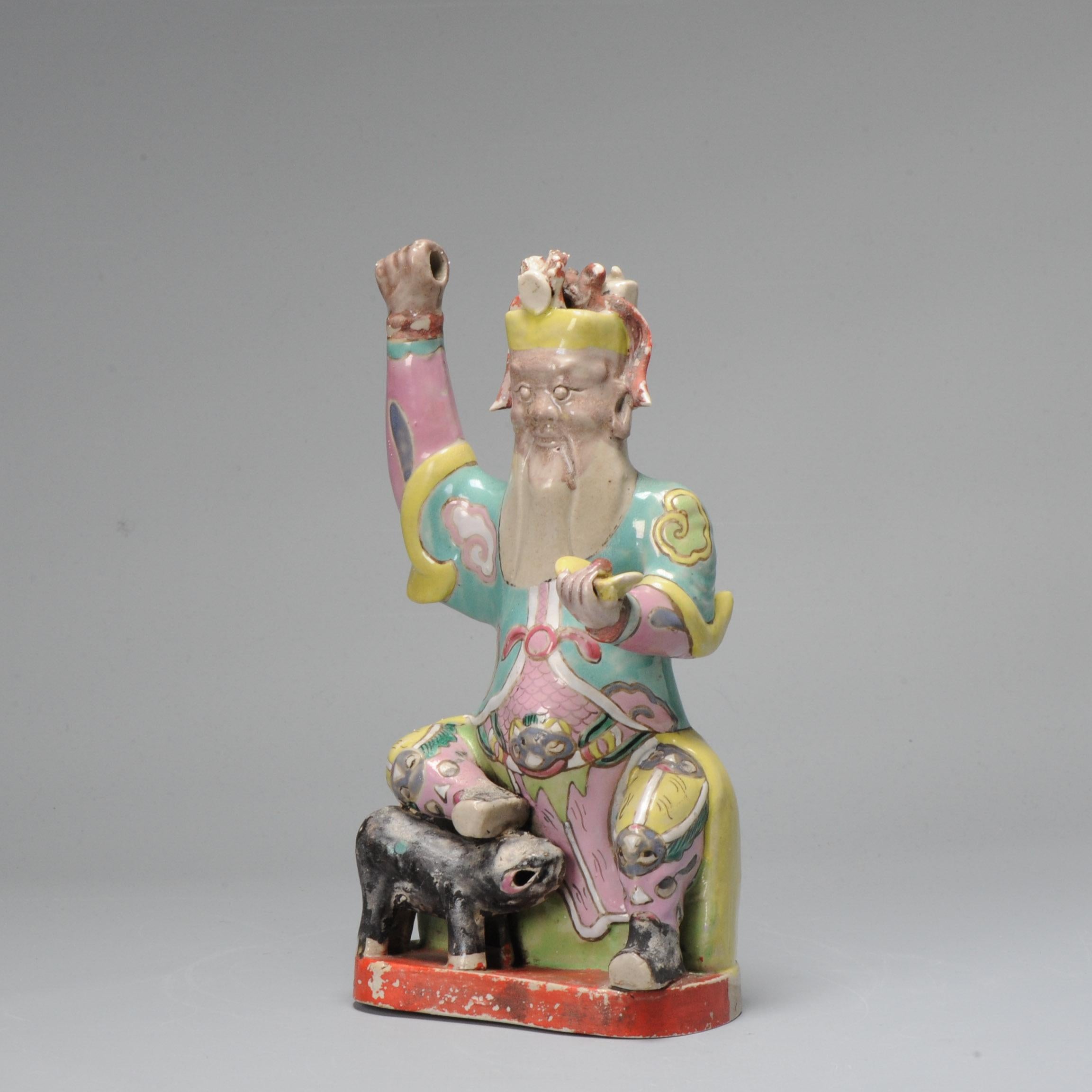 Qing Antique 18th C Chinese Statue Porcelain Figure Chinese Military God of Wealth