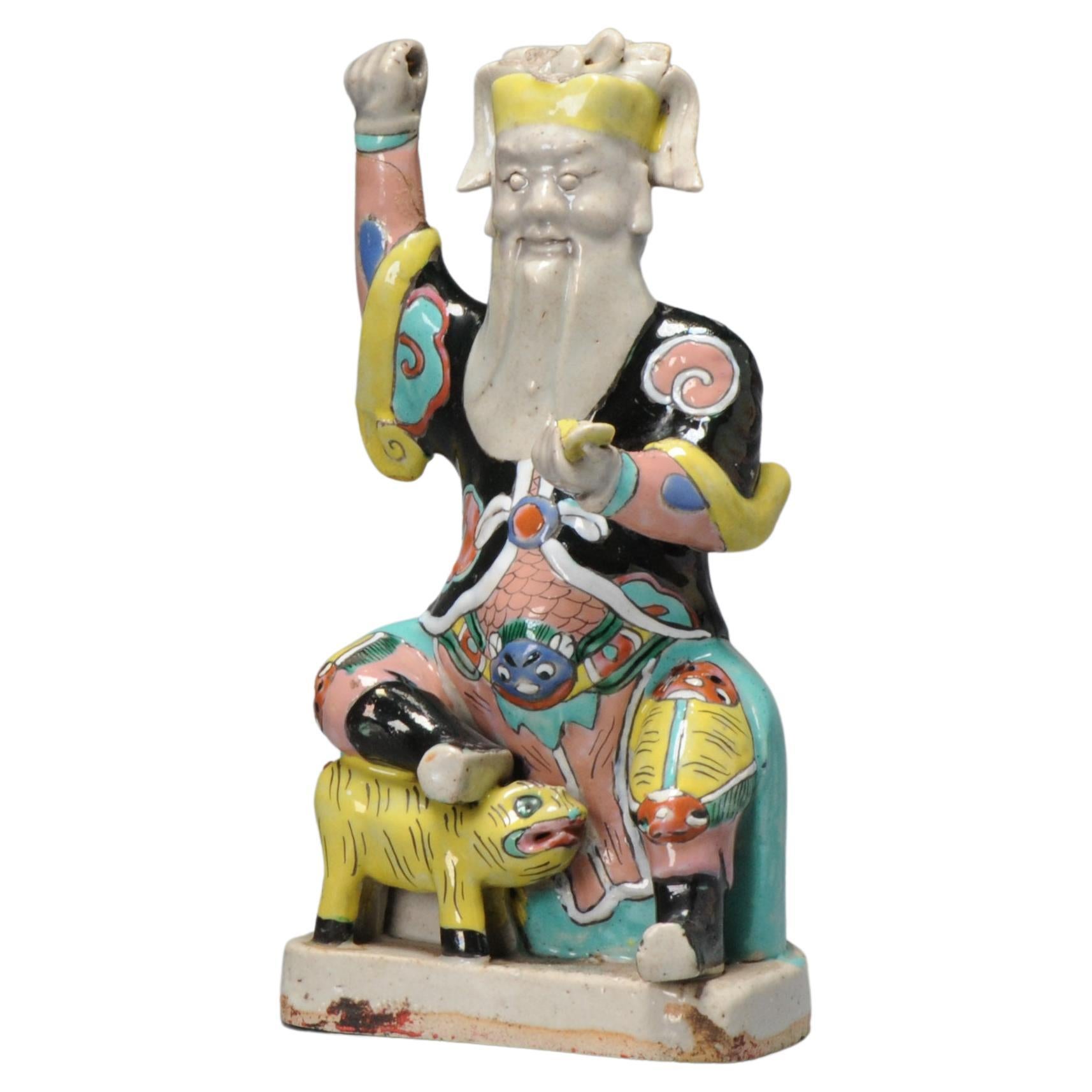 Antique 18th C Chinese Statue Porcelain Figure Chinese Military God of Wealth