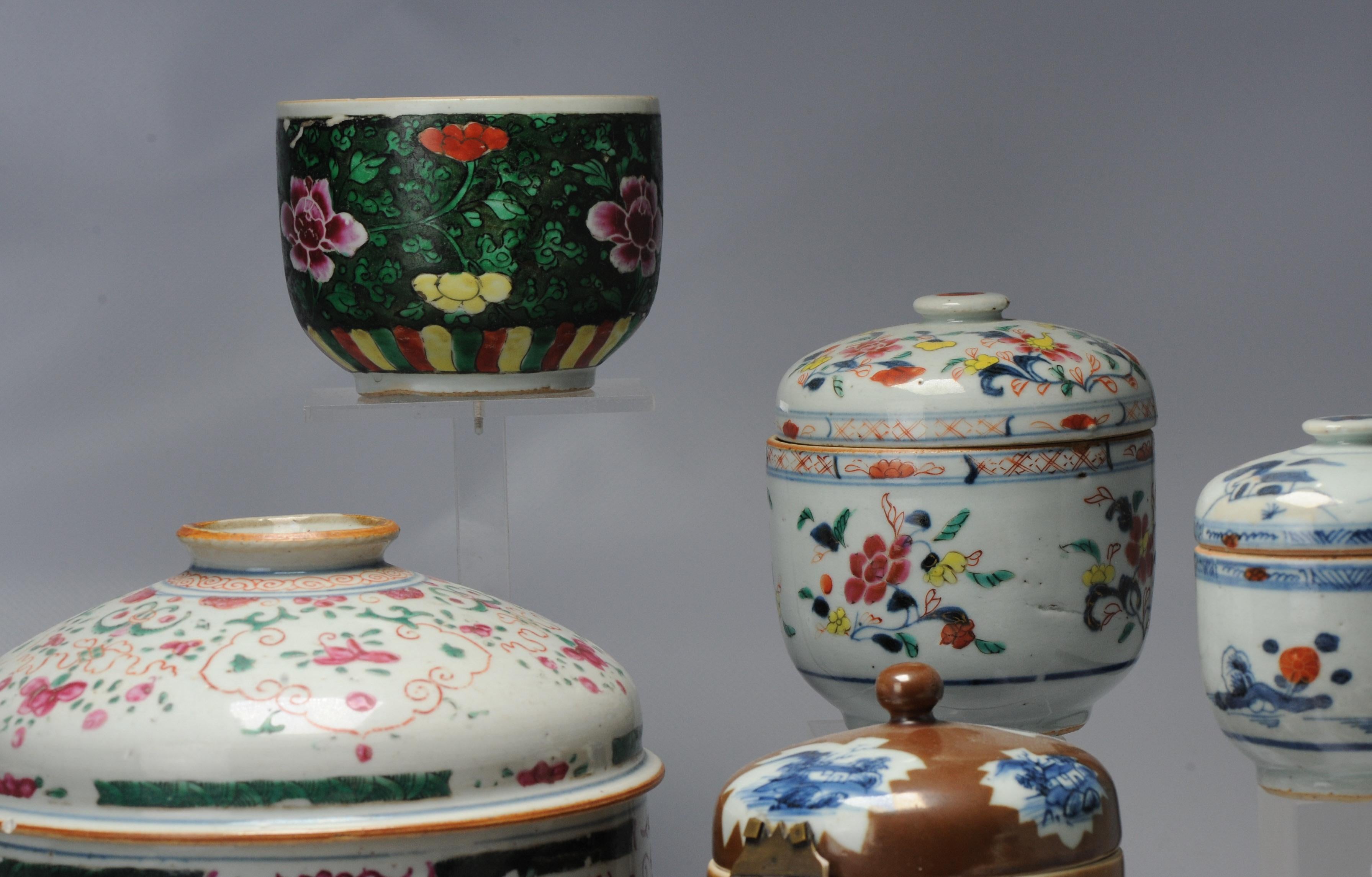 Antique 18th C Collection of Chinese Porcelain Tea Jars China Kangxi Yongzheng For Sale 6