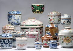 Antique 18th C Collection of Chinese Porcelain Tea Jars China Kangxi Yongzheng
