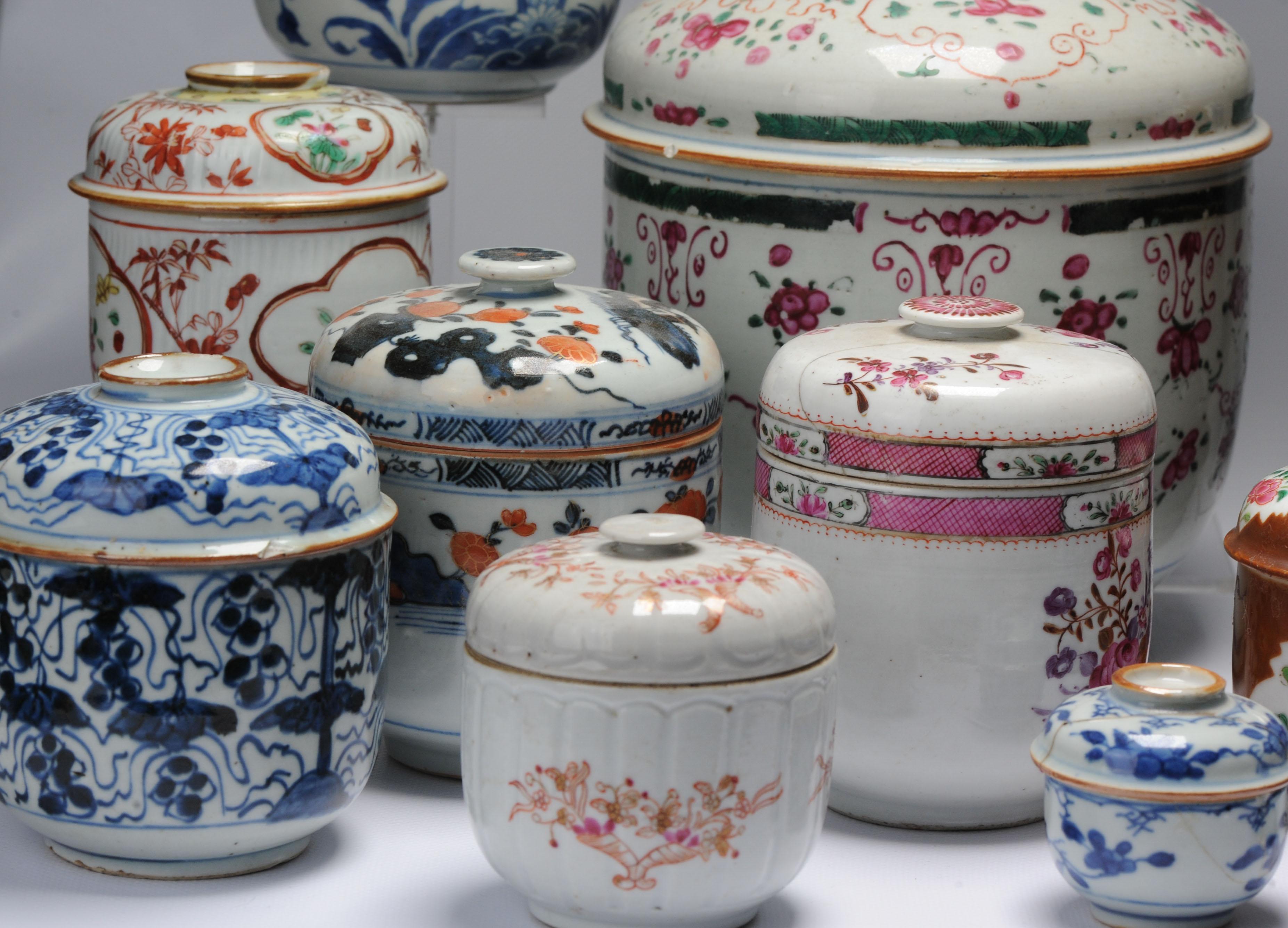 Antique 18th C Collection of Chinese Porcelain Tea Jars China Kangxi Yongzheng In Fair Condition For Sale In Amsterdam, Noord Holland