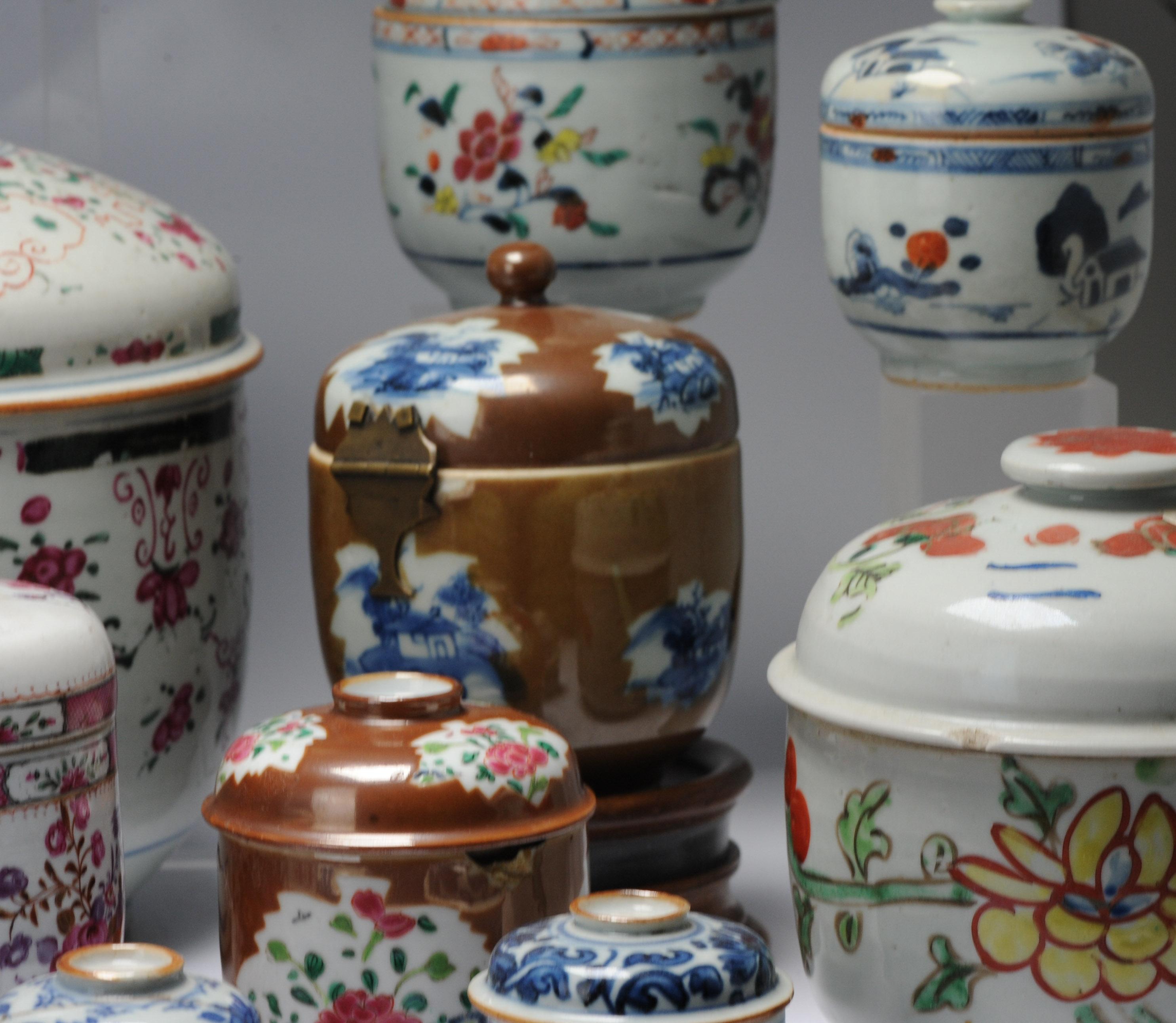 Antique 18th C Collection of Chinese Porcelain Tea Jars China Kangxi Yongzheng For Sale 1