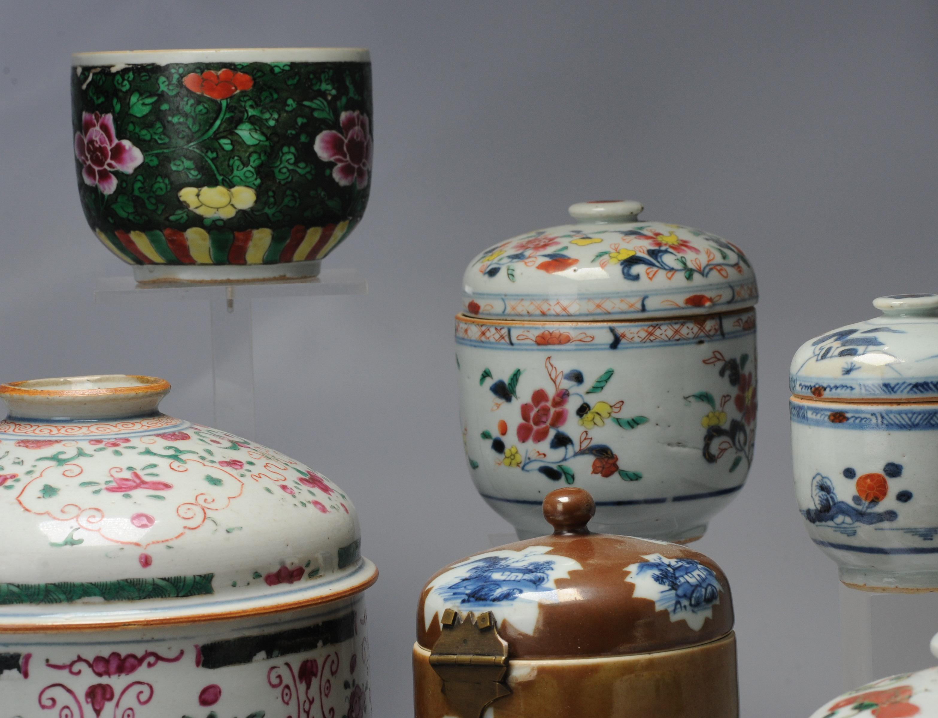 Antique 18th C Collection of Chinese Porcelain Tea Jars China Kangxi Yongzheng For Sale 3