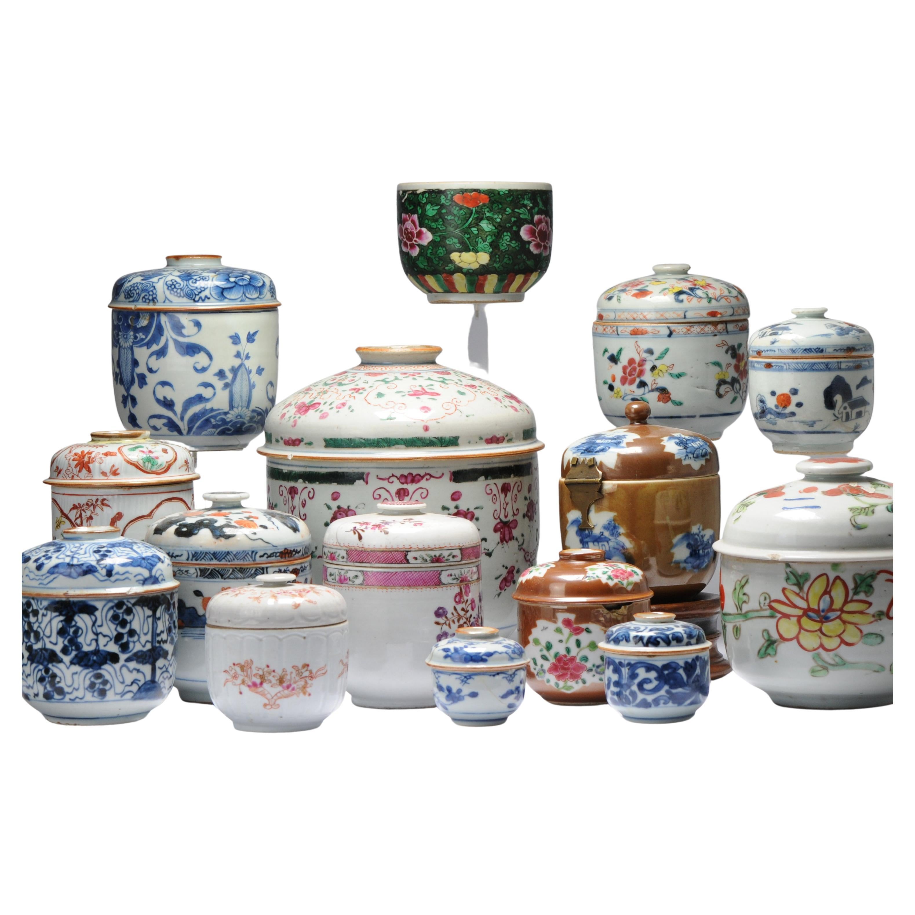 Antique 18th C Collection of Chinese Porcelain Tea Jars China Kangxi Yongzheng