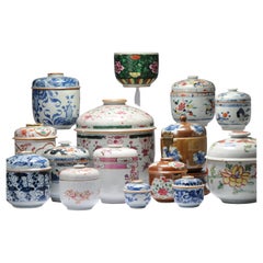 Antique 18th C Collection of Chinese Porcelain Tea Jars China Kangxi Yongzheng