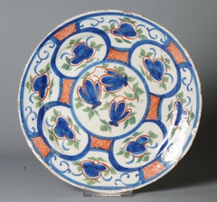 Antique 18th C "De Peauw" Delftware Dutch Delft Plate Interesting Mark