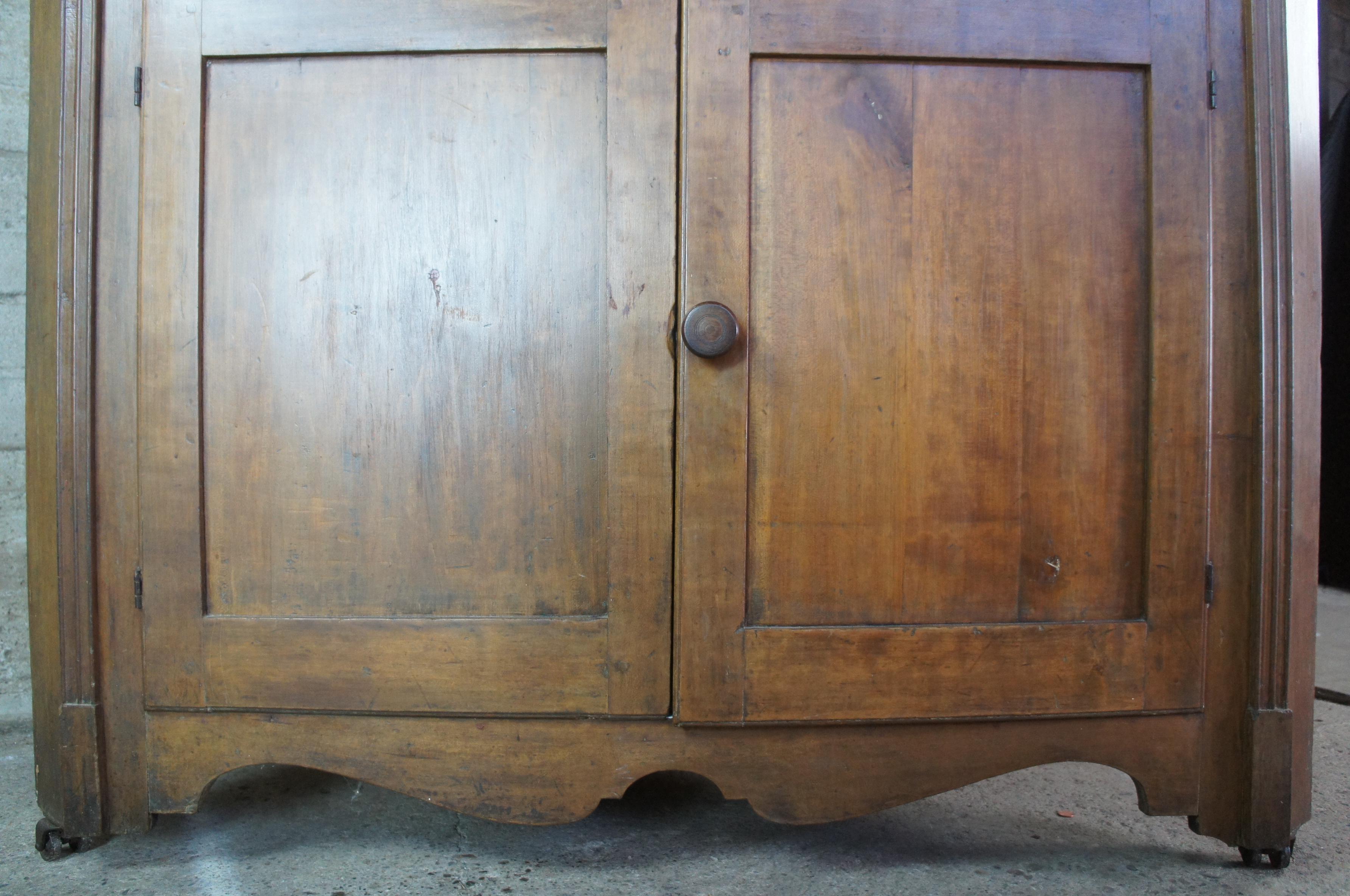 Antique 18th C. Early American Pennsylvania Pine Corner Cupboard China Cabinet 2