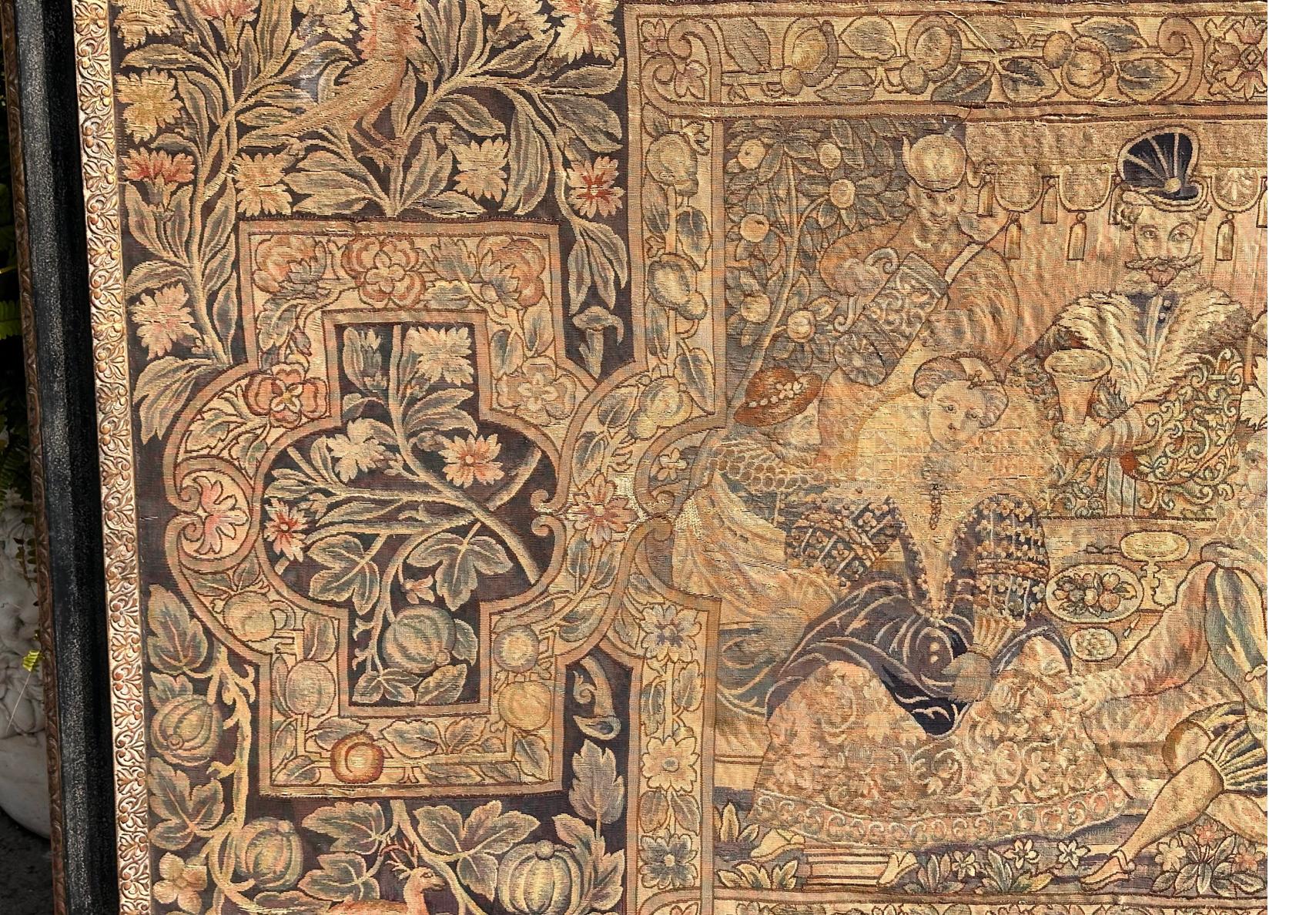 A.I.C Flemish Renaissance Scenic Tapestry Antique 18th C Bon état à LOS ANGELES, CA