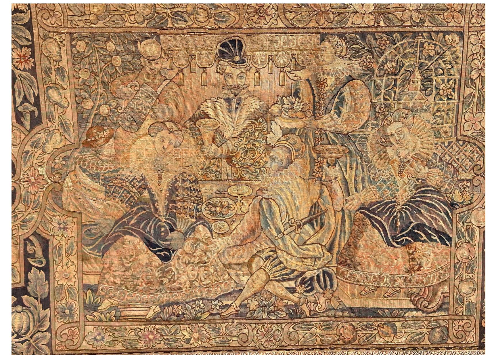 XVIIIe siècle et antérieur A.I.C Flemish Renaissance Scenic Tapestry Antique 18th C