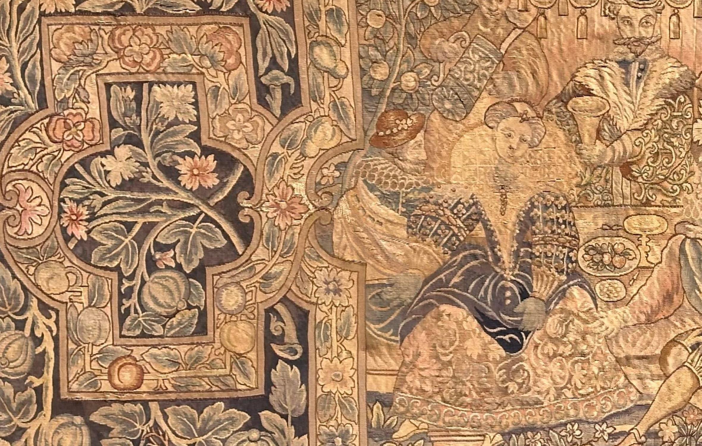 Antique 18th C Flemish Renaissance Scenic Tapestry For Sale 1