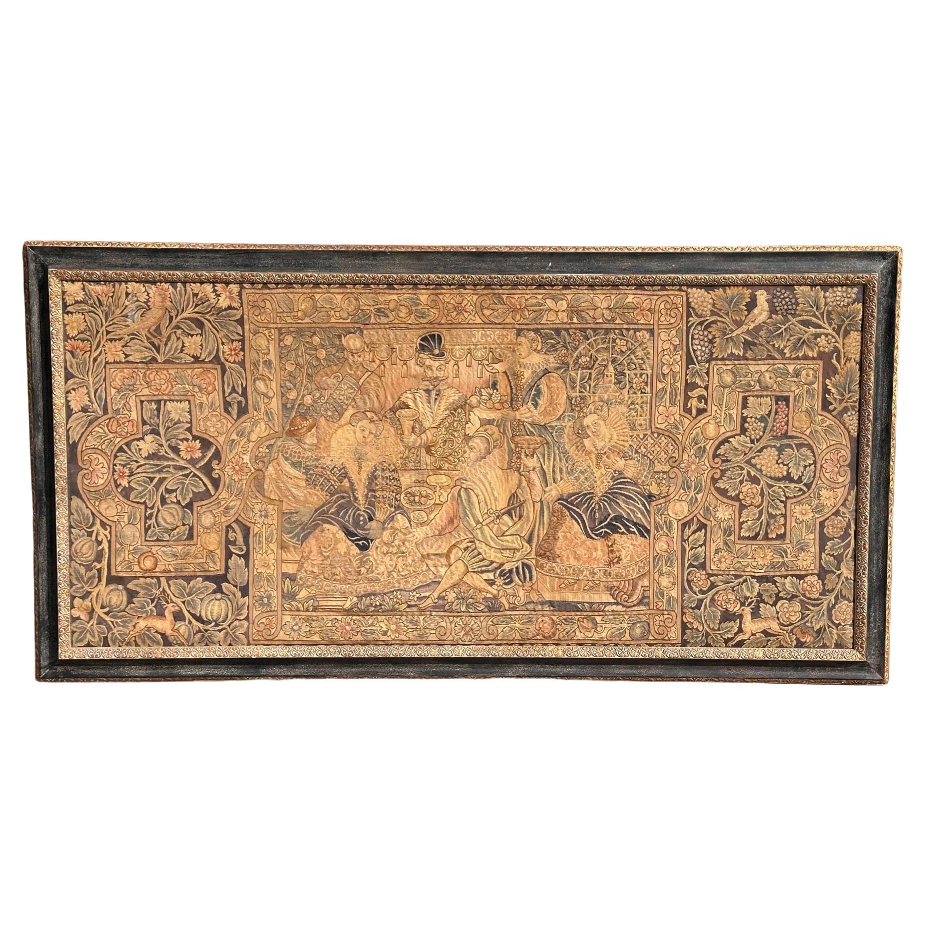 Antique 18th C Flemish Renaissance Scenic Tapestry For Sale
