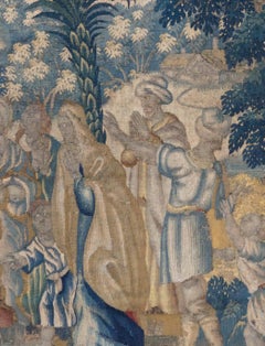 Antique 18th Century French Aubusson Landscape Tapestry with Palm Trees