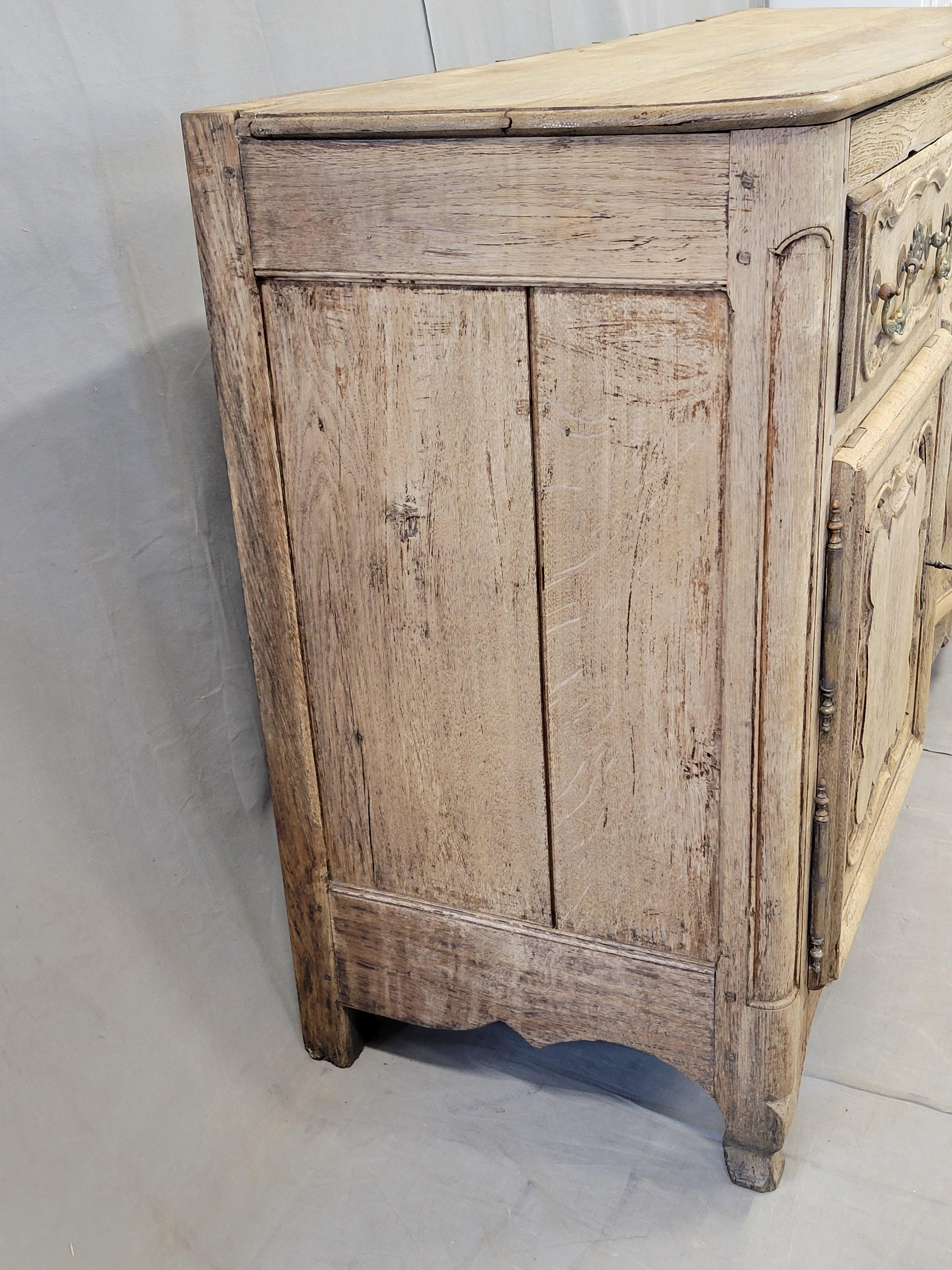 Antique 18th C. French Bleached Oak Serpentine Front Sideboard For Sale 8