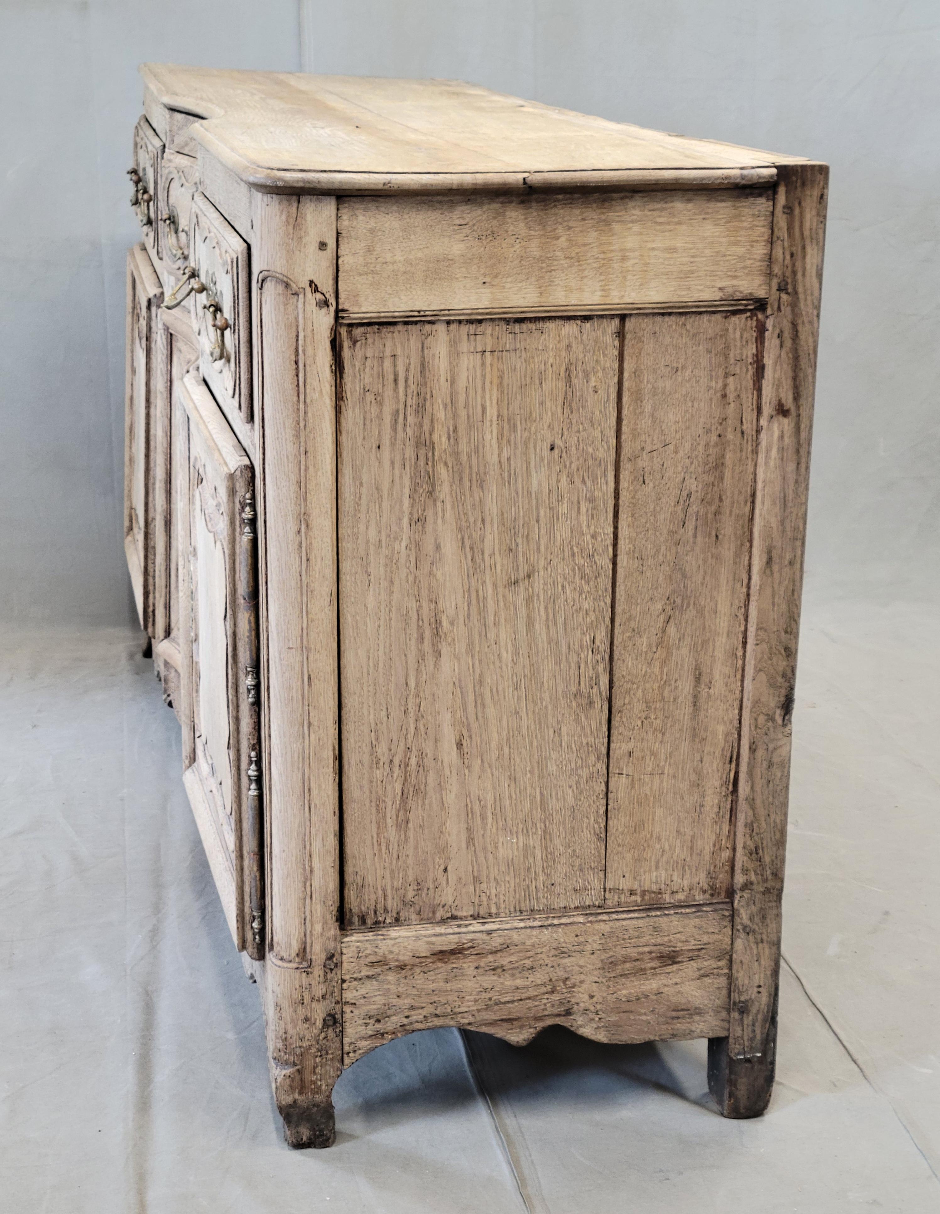 Antique 18th C. French Bleached Oak Serpentine Front Sideboard For Sale 9
