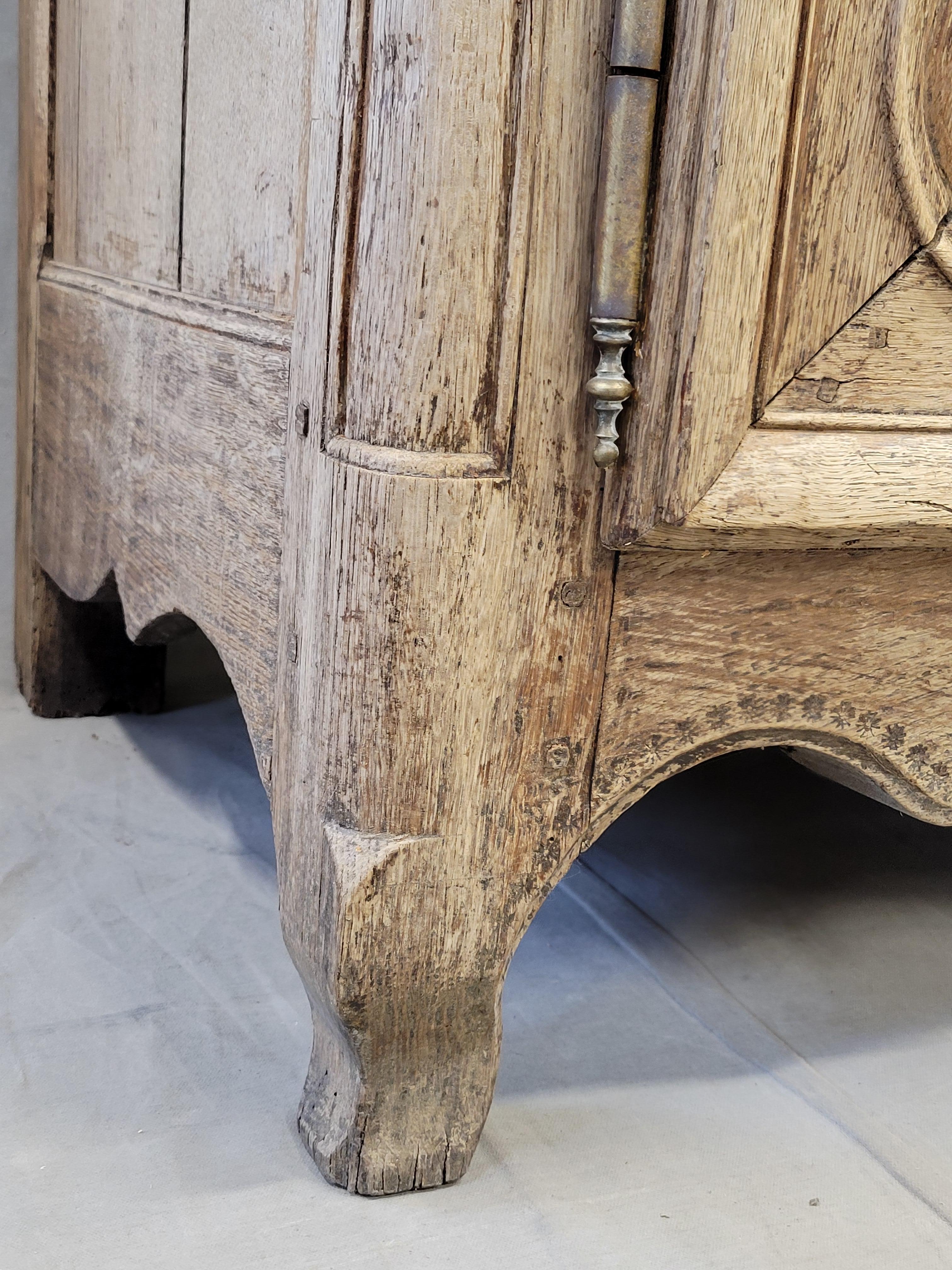 Brass Antique 18th C. French Bleached Oak Serpentine Front Sideboard For Sale