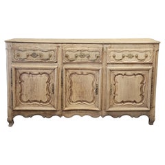Antique 18th C. French Bleached Oak Serpentine Front Sideboard