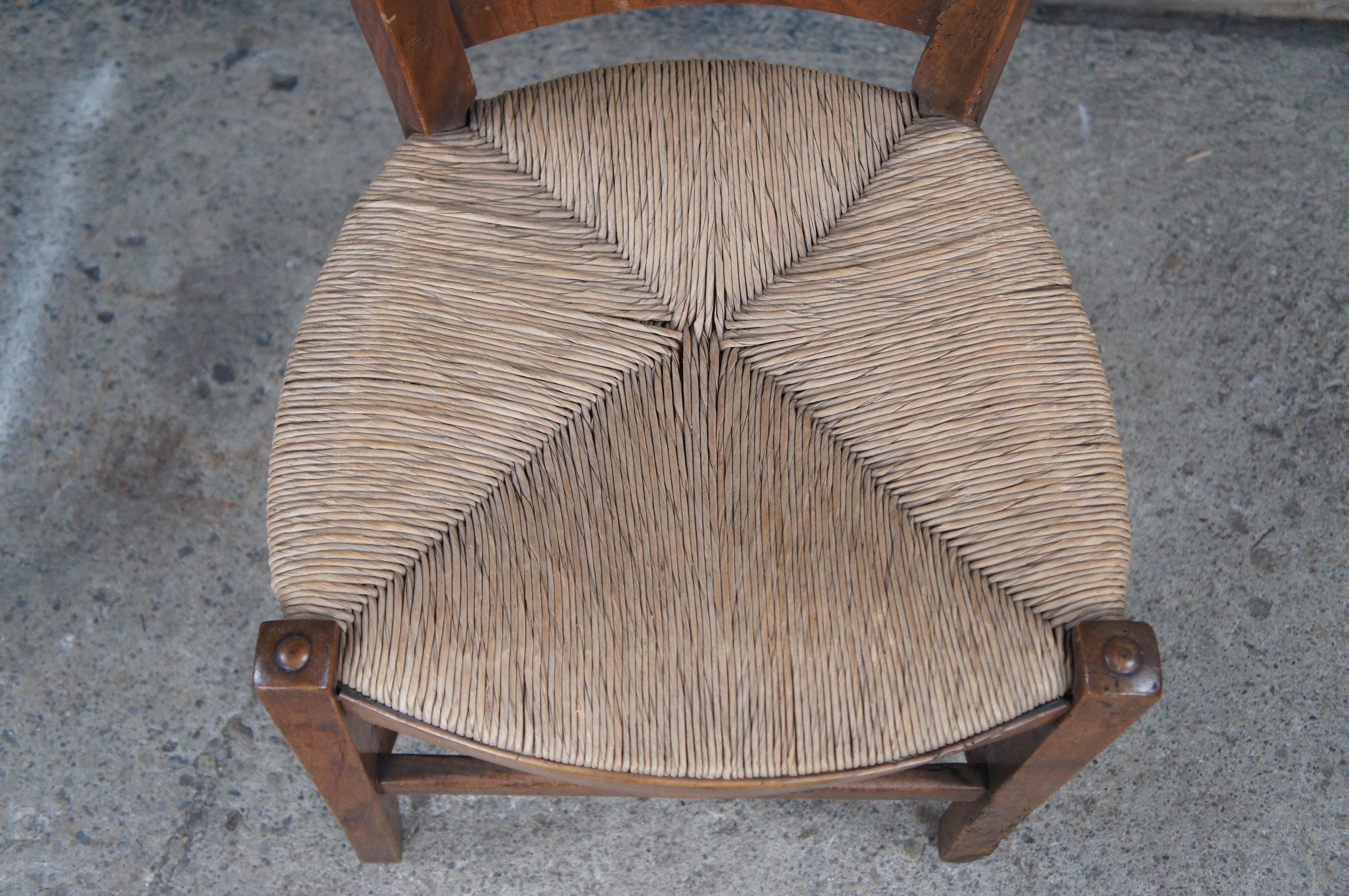 Antique 18th C. French Directoire Cherry Lacca Contrafatta Side Chair Rush Seat 6