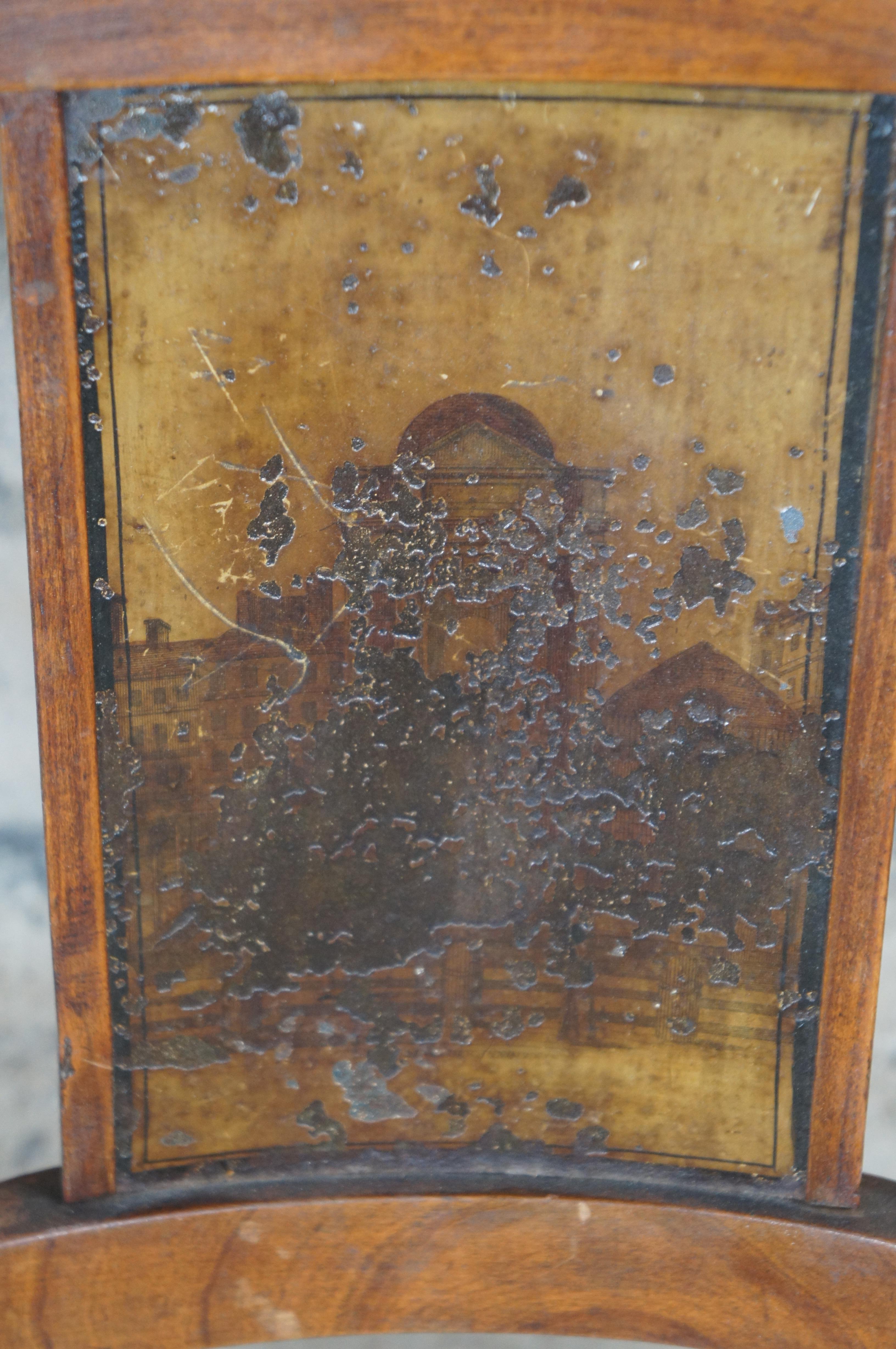 18th Century Antique 18th C. French Directoire Cherry Lacca Contrafatta Side Chair Rush Seat