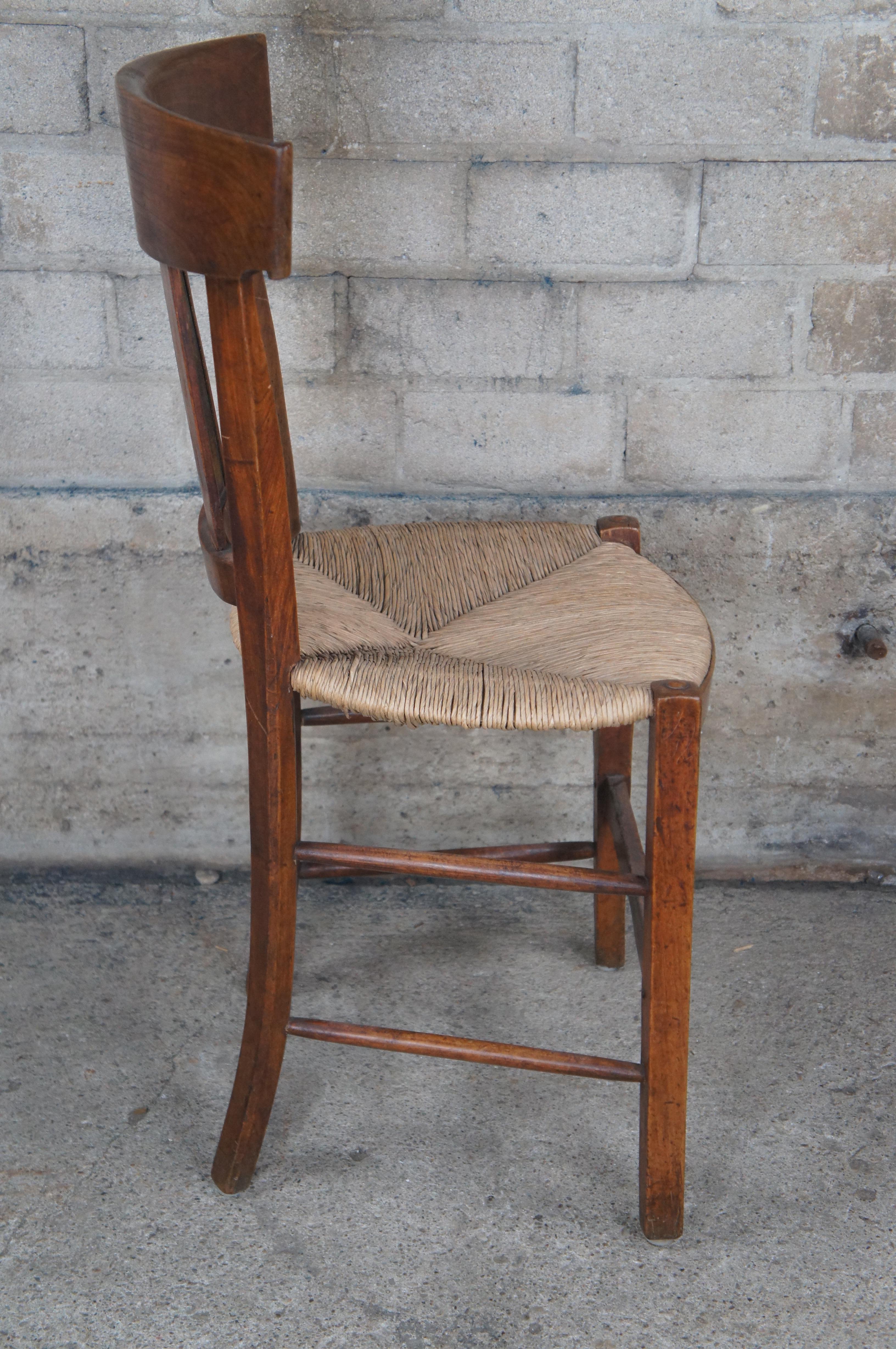 Antique 18th C. French Directoire Cherry Lacca Contrafatta Side Chair Rush Seat 1