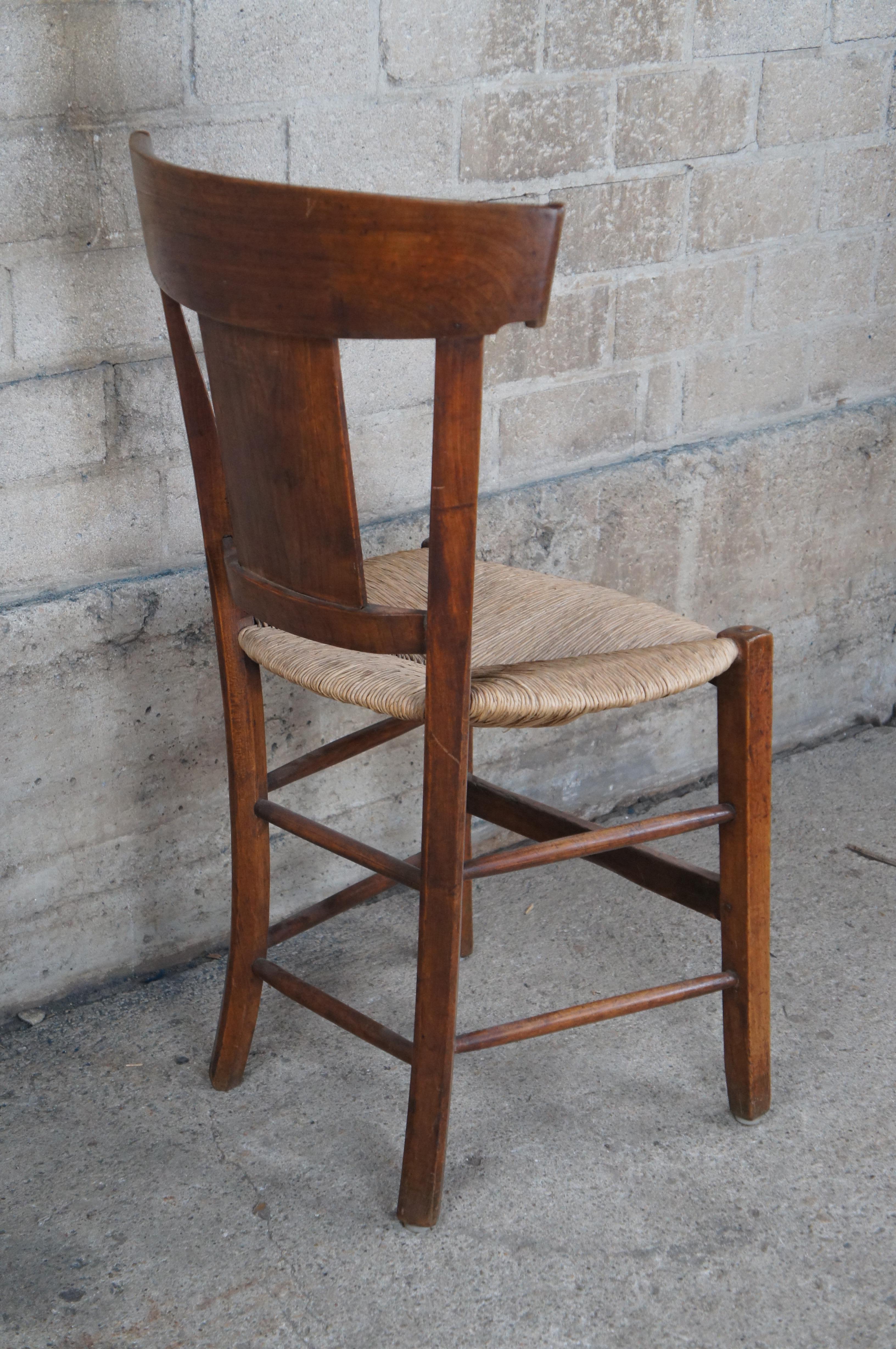 Antique 18th C. French Directoire Cherry Lacca Contrafatta Side Chair Rush Seat 2